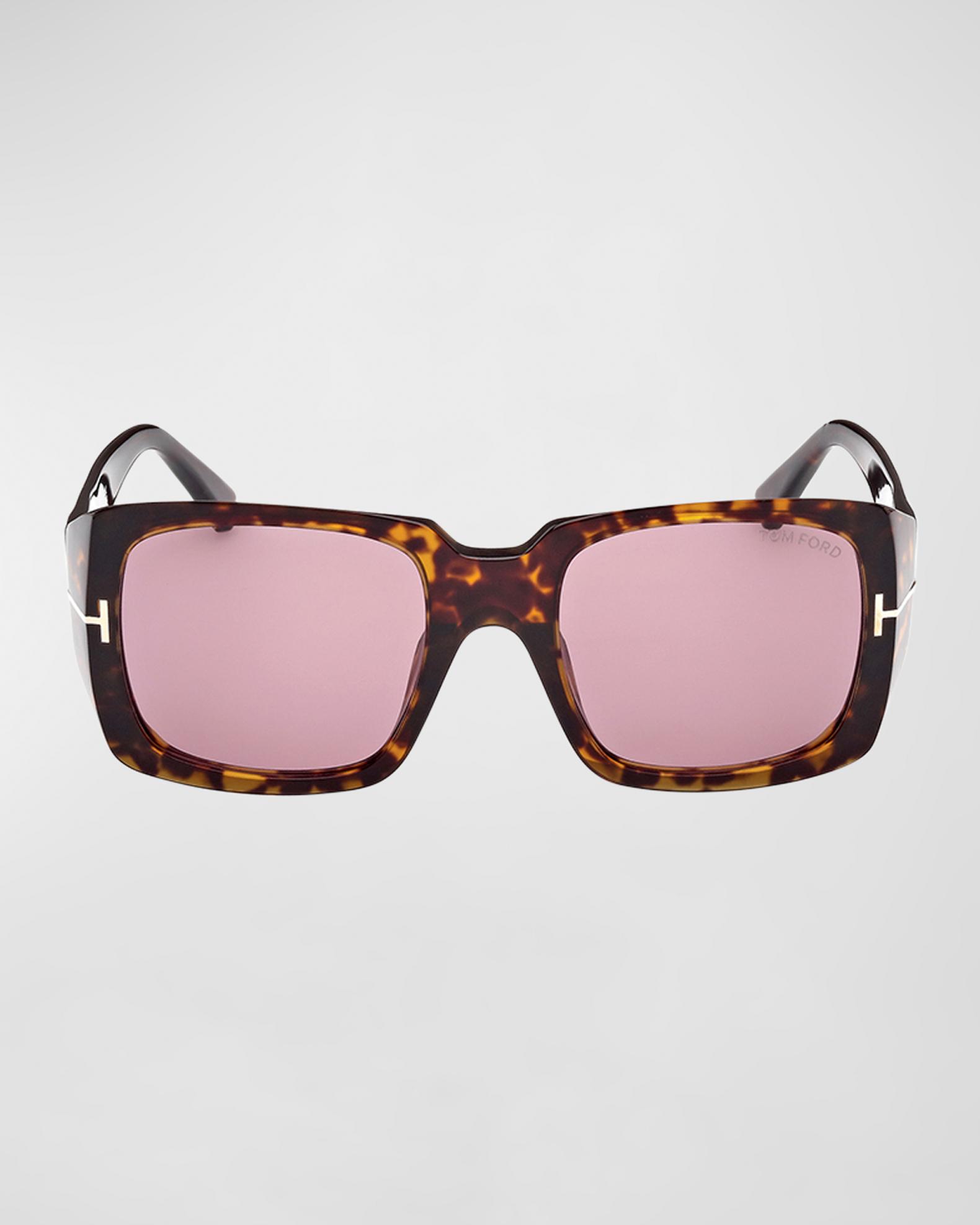 TOM FORD Tortoise Square Acetate Sunglasses | Neiman Marcus display picture 3