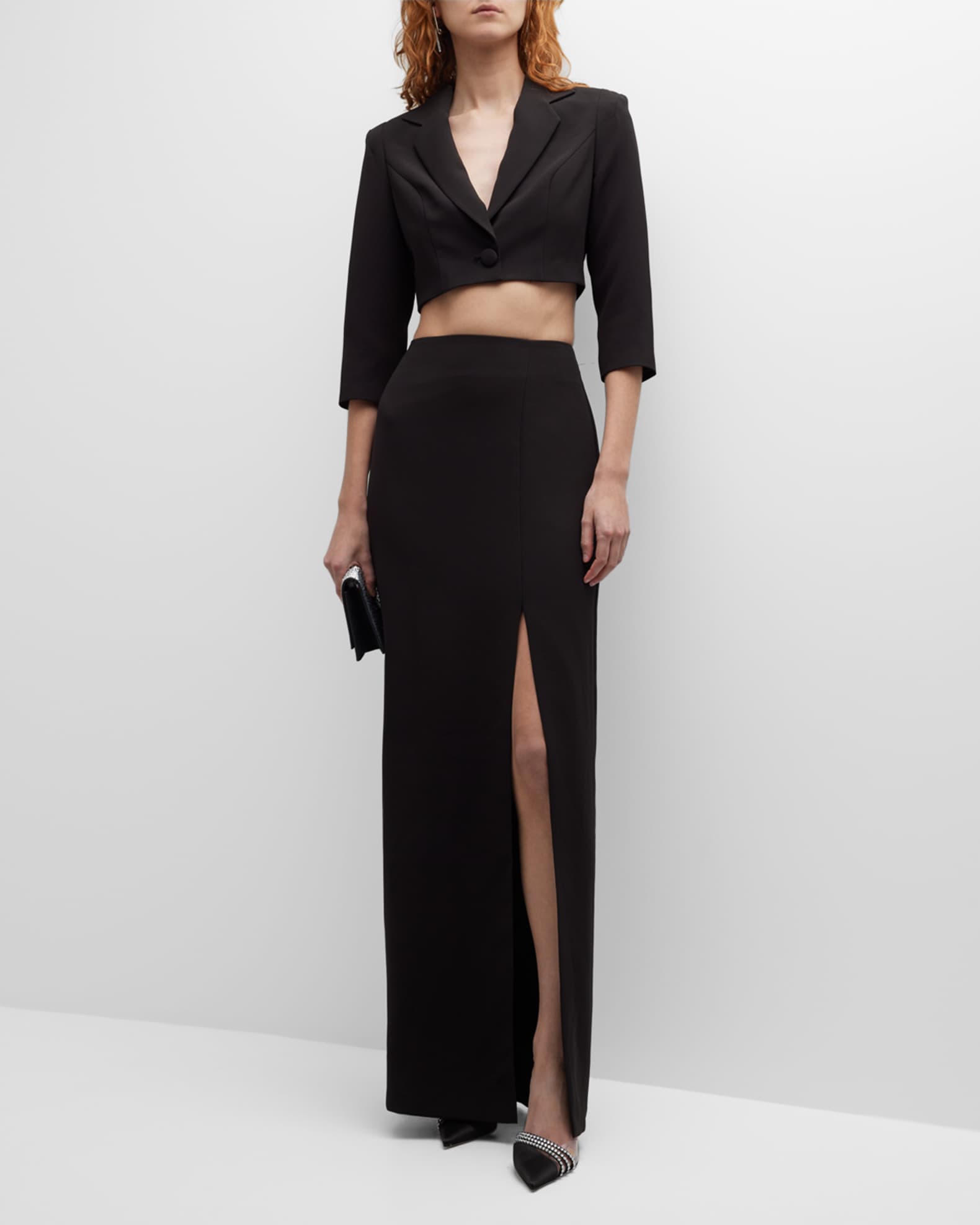 Liv Foster Cropped Blazer and SideSlit Skirt Set Neiman Marcus