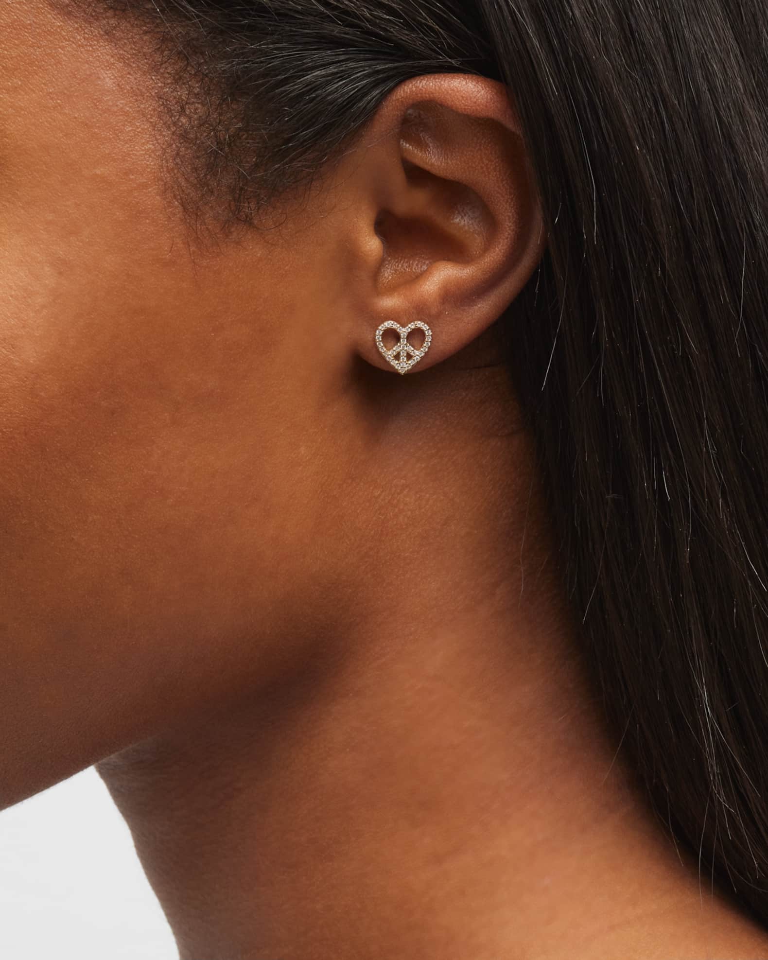 Heart-Shaped Diamond Peace Sign Single Earring 1