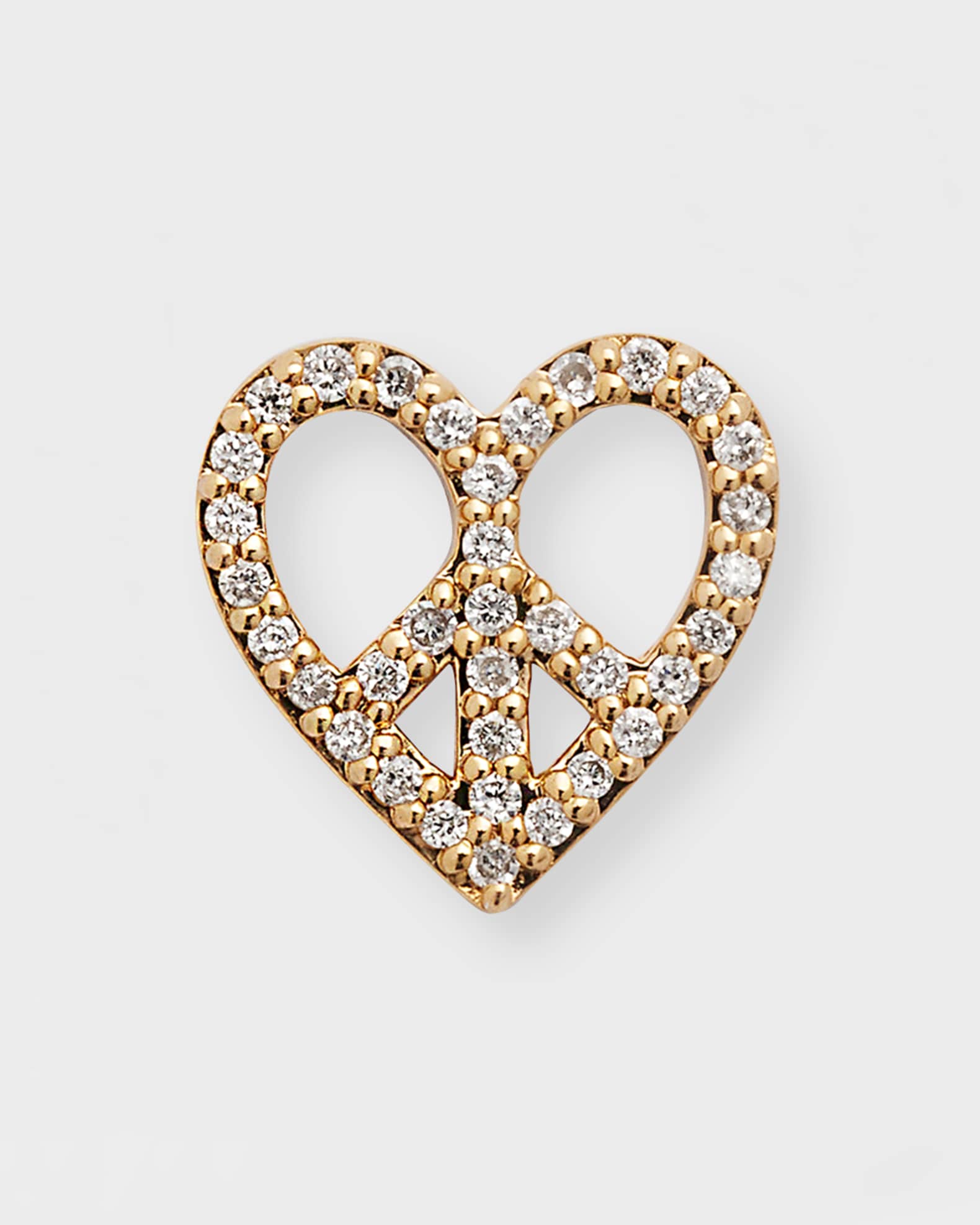 Heart-Shaped Diamond Peace Sign Single Earring 0
