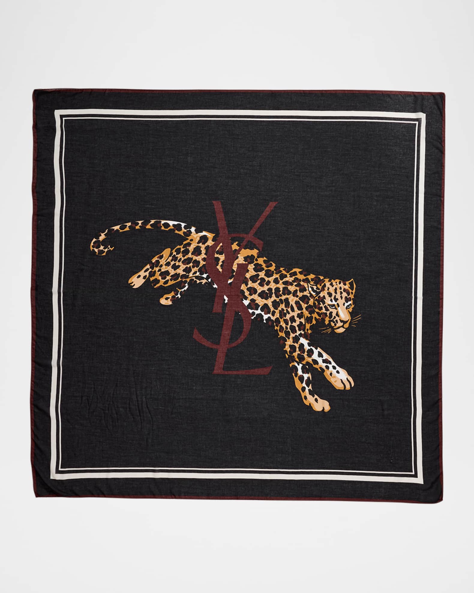 Saint Laurent Leopard Cashmere-Blend Square Scarf | Neiman