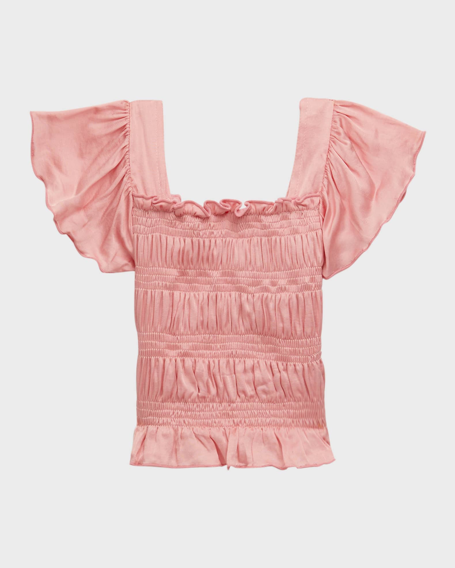 Flowers by Zoe Girl's Smocked Satin Top, Size SXL Neiman Marcus