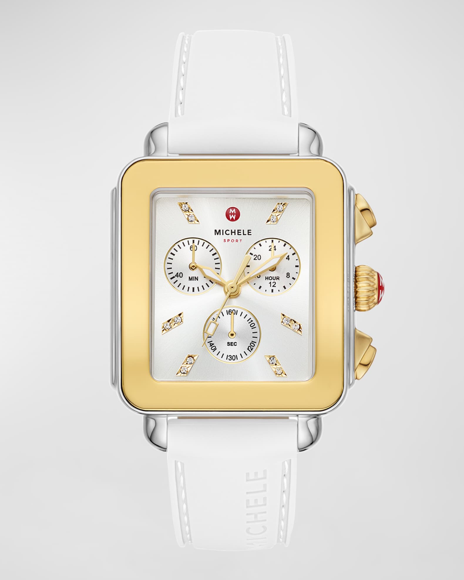 MICHELE Deco Sport Two Tone Silicone Strap Watch Neiman Marcus