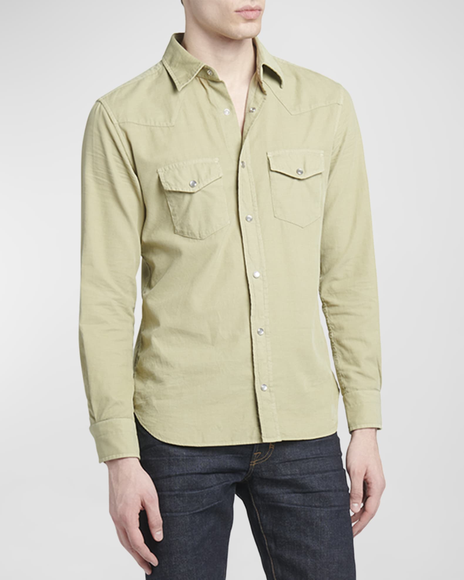 TOM FORD long-sleeve lyocell blend shirt - Green