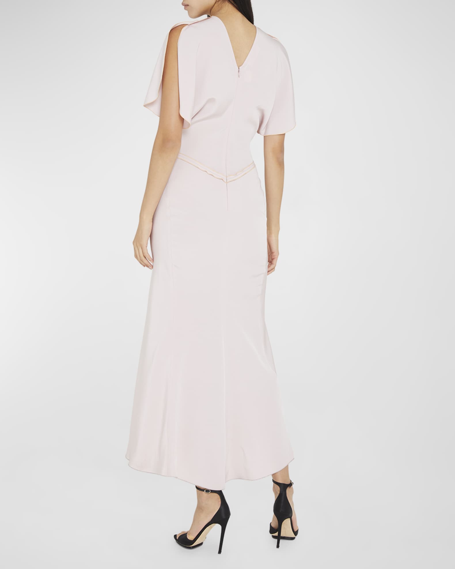 Victoria Beckham Gathered Waist Short-Sleeve Midi Dress | Neiman Marcus