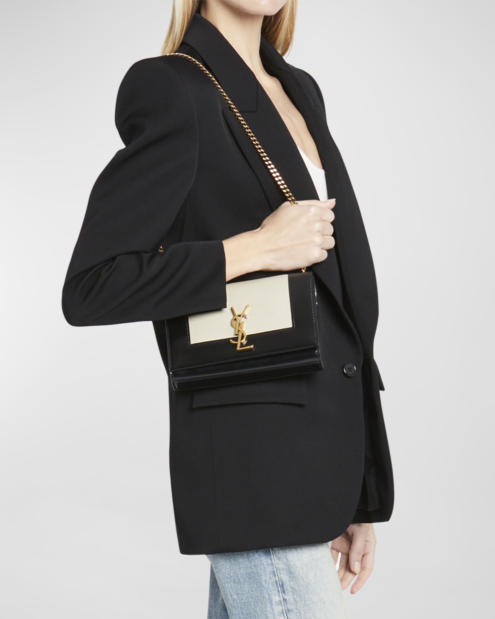 Saint Laurent Kate Small YSL Heart-Print Chain Shoulder Bag