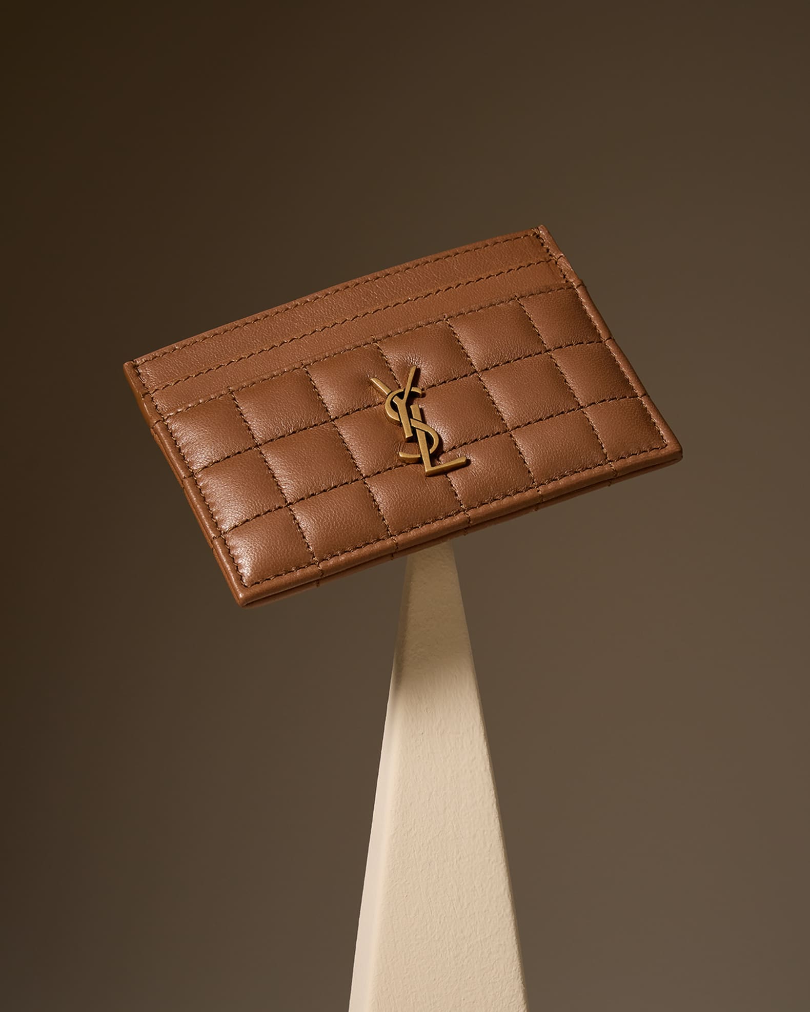 Saint Laurent Cassandre YSL Card Case in Quilted Smooth Leather Neiman Marcus