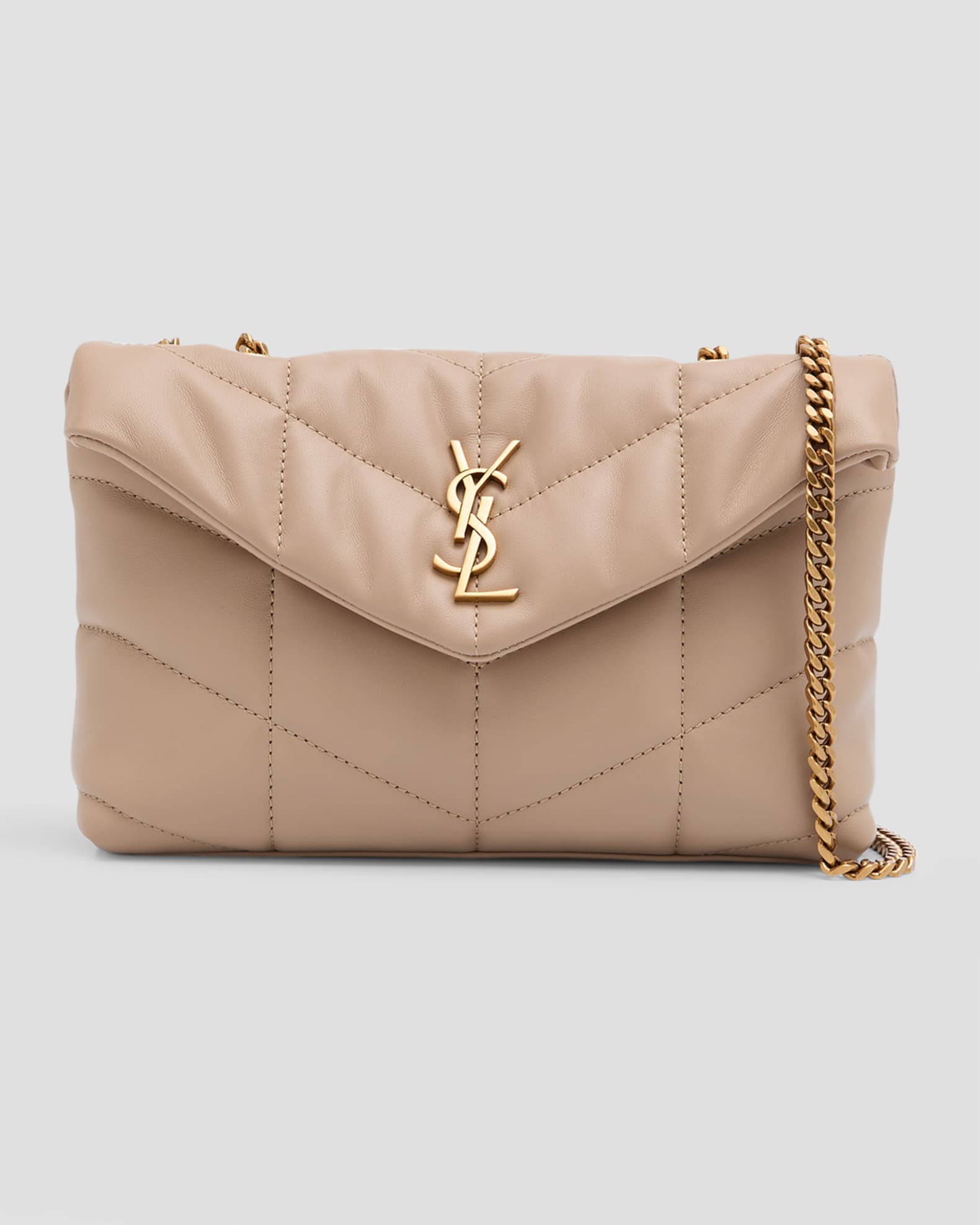 Saint Laurent Lou Puffer Toy Ysl Shoulder Bag in Quilted Leather Dark Beige Women s Handbags Purses Shoulder Bags