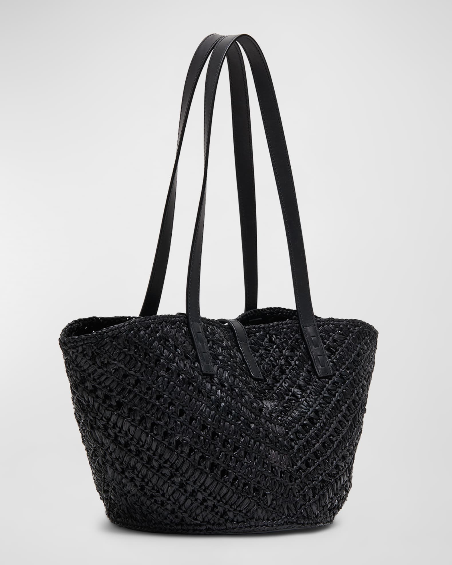 Saint Laurent YSL Caged Raffia Tote Bag