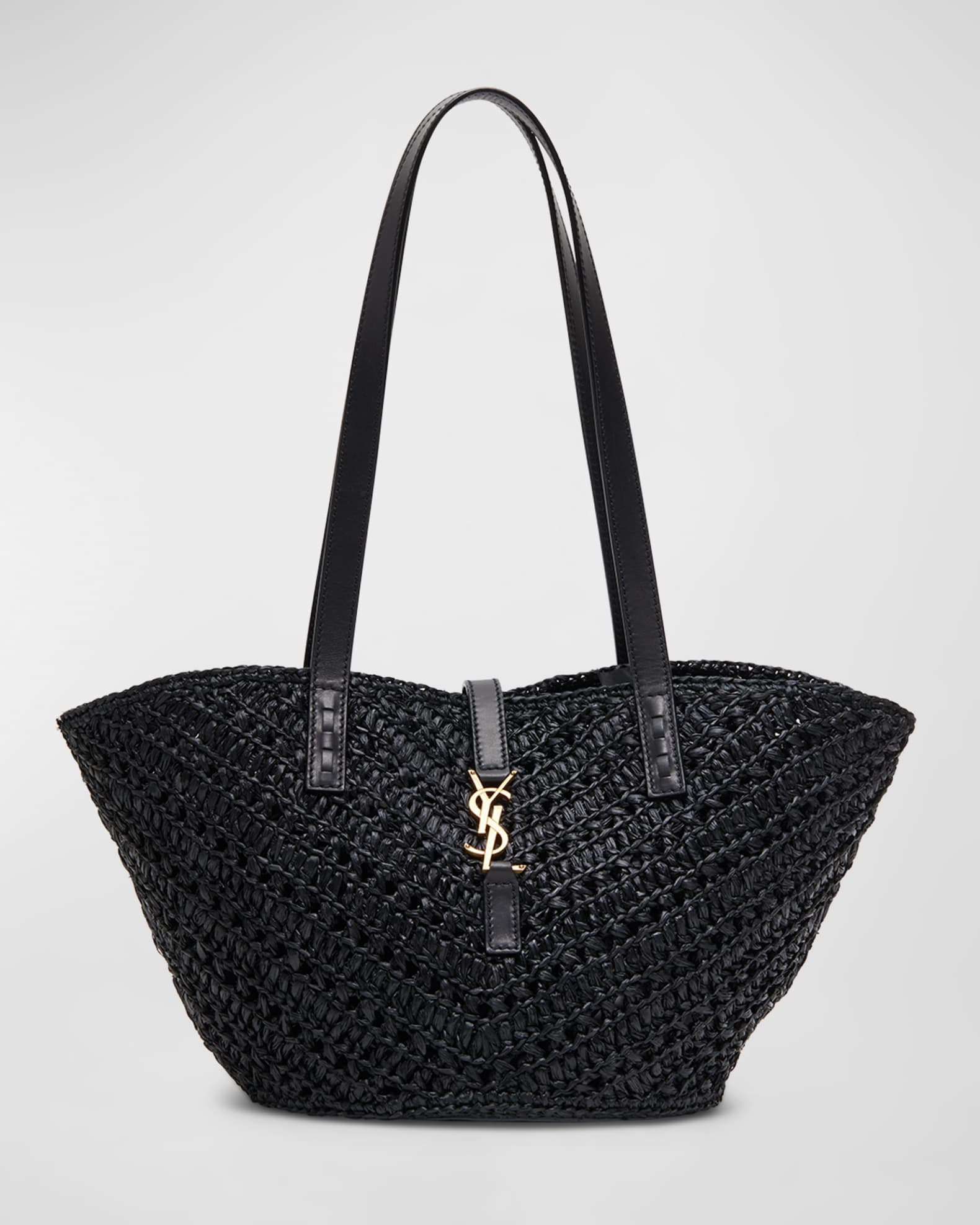 Saint Laurent Ysl Small Basket Raffia Tote Bag