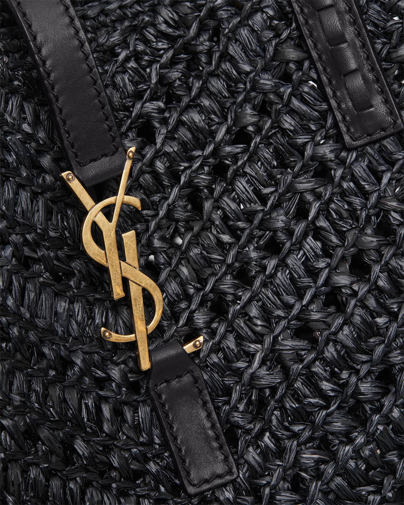 Saint Laurent Tan Raffia Medium Panier Tote – BlackSkinny