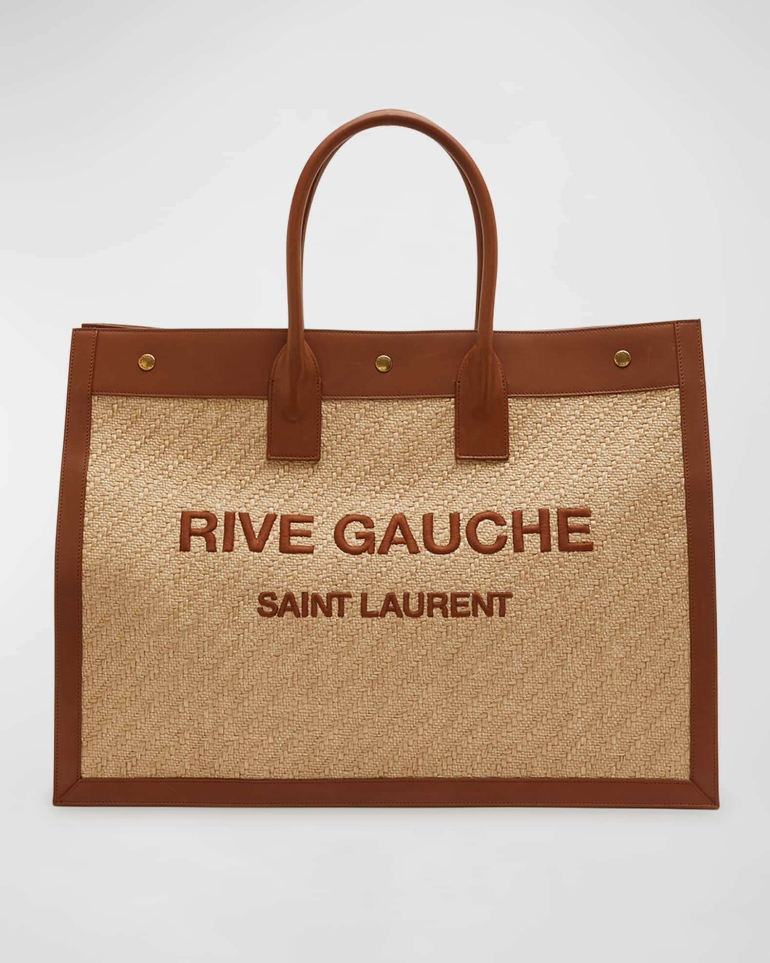 Saint Laurent Rive Gauche Large Raffia Tote Bag