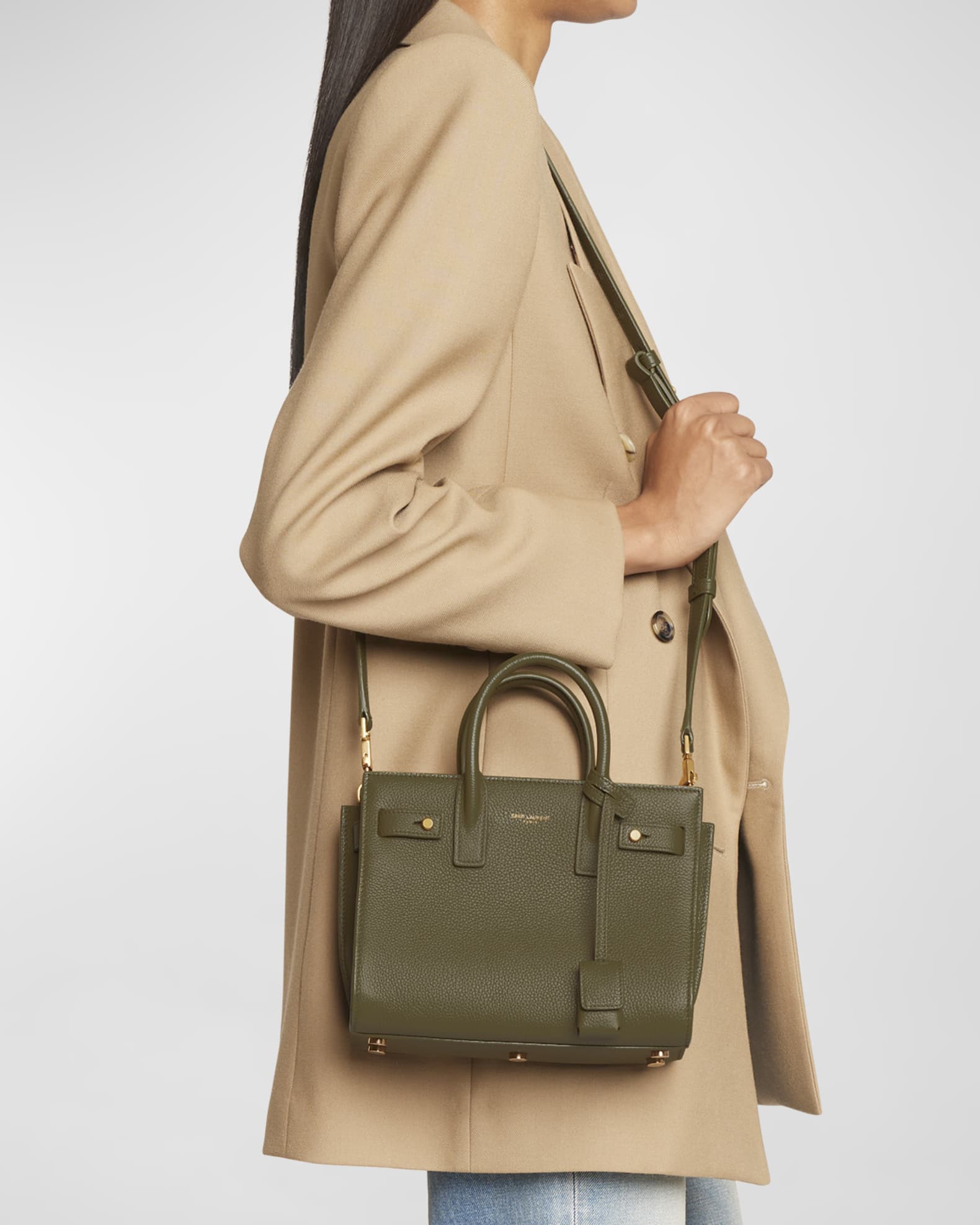 Sac De Jour Nano Top Handle Bag in Grained Leather