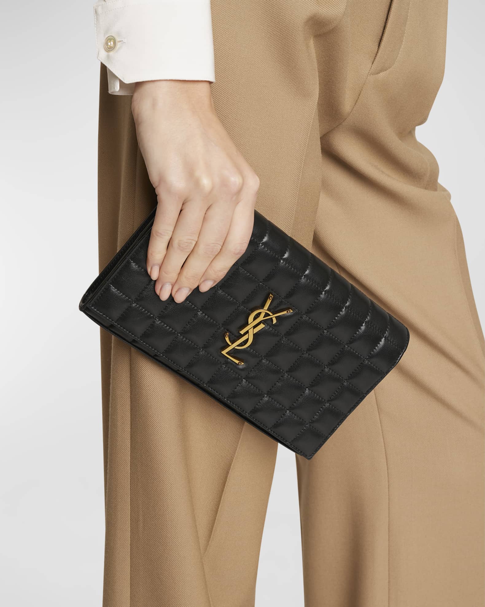【Saint Laurent】 Cassandreレザー財布 Saint Laurent Cassandre YSL Wallet on Chain in Quilted