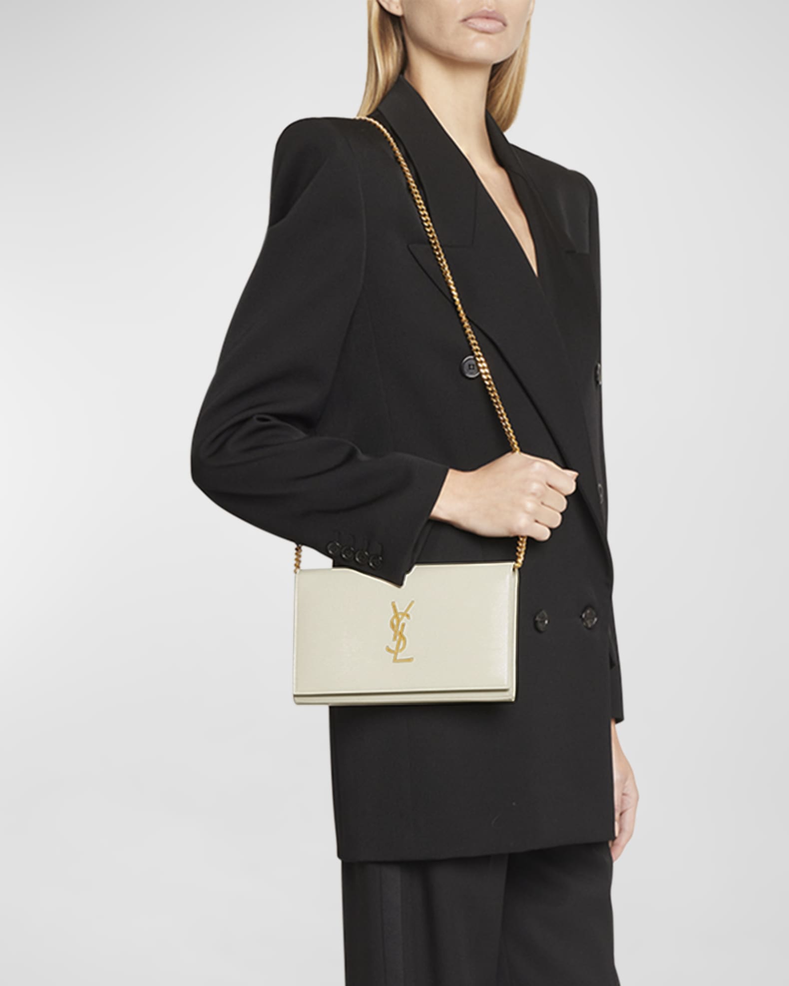 Saint Laurent Kate Medium YSL Wallet on Chain in Croc Embossed Leather Neiman Marcus