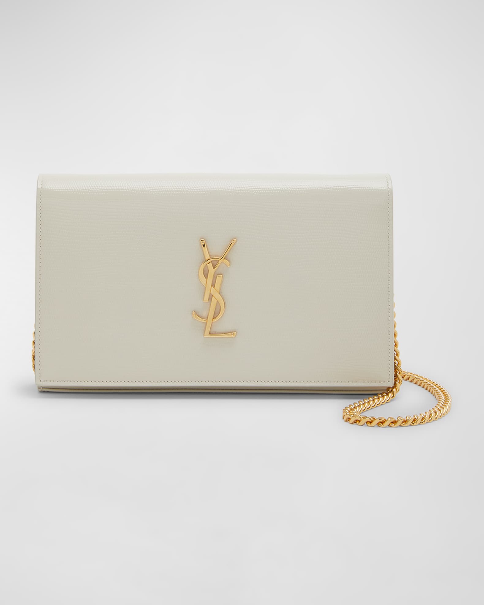 Kate Medium YSL Wallet on Chain in Croc Embossed Leather