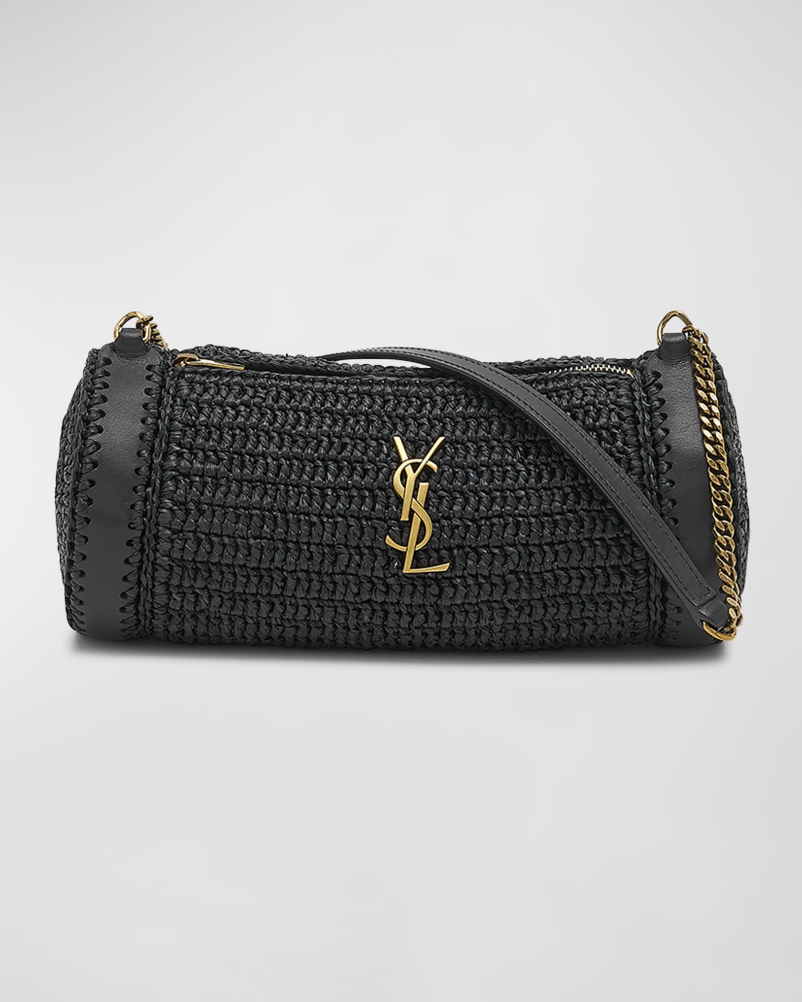 Cassandre Small YSL Tube Shoulder Bag in Raffia