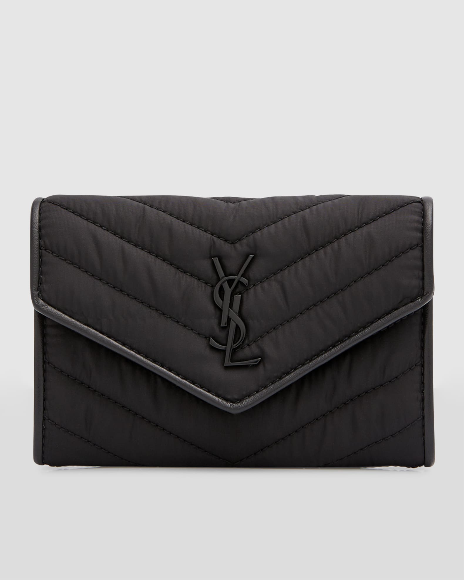 Saint Laurent Cassandra Small YSL Envelope Nylon Wallet | Neiman Marcus
