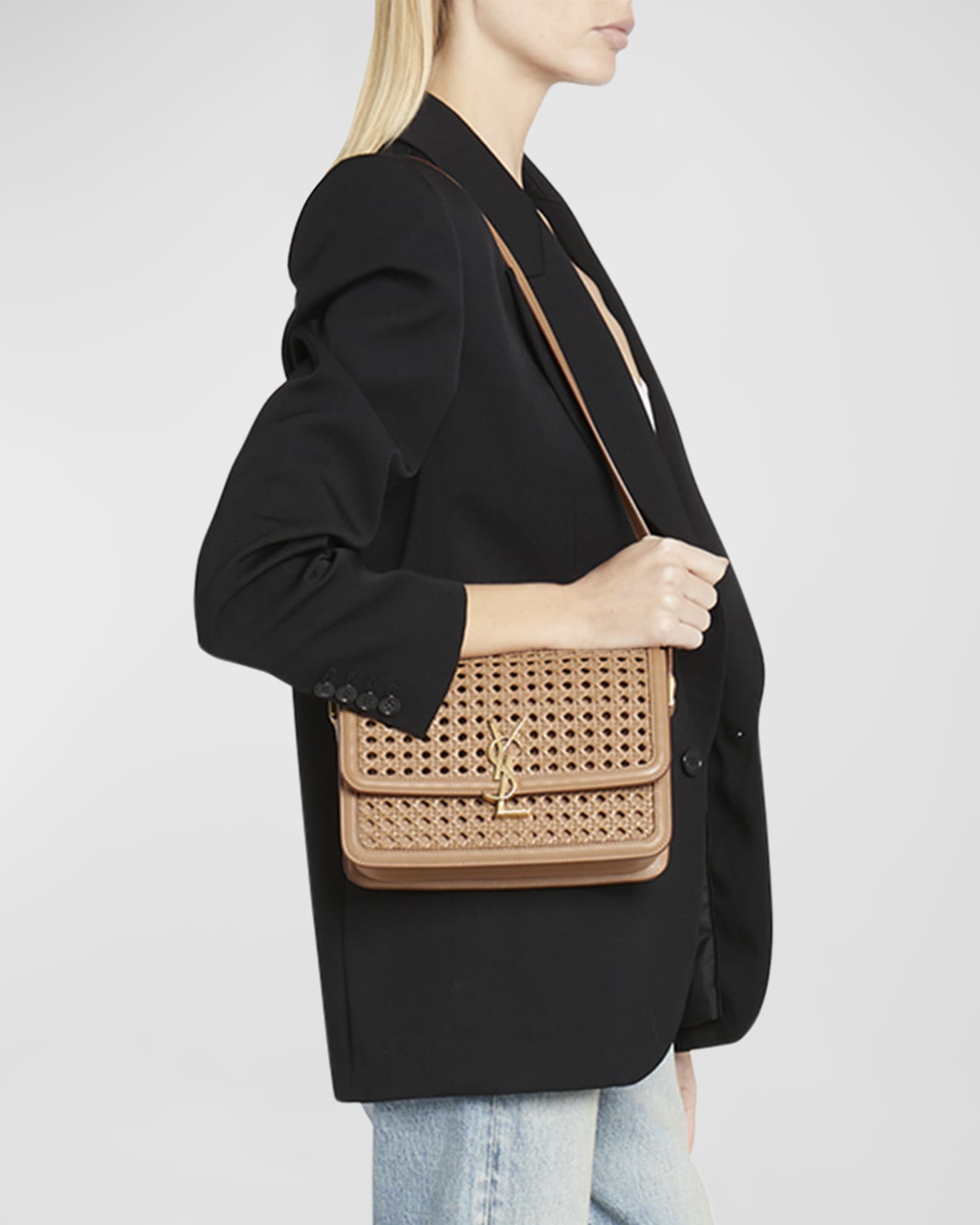 Solferino Medium YSL Crossbody Bag in Cane Work Leather