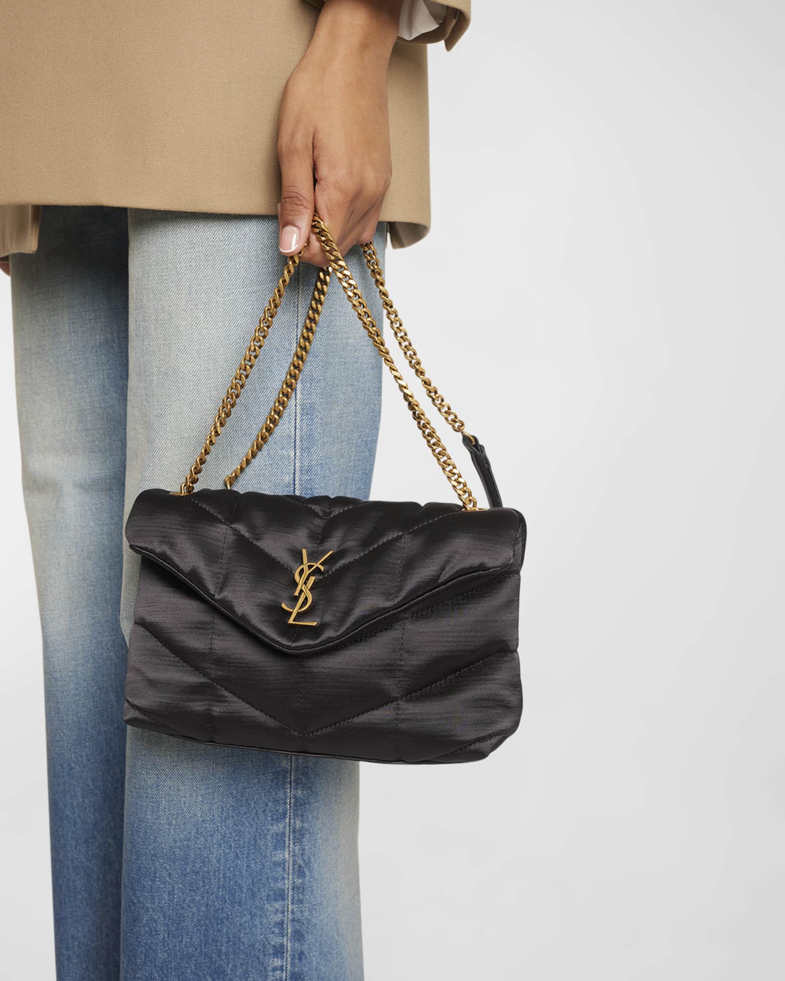 Lou Puffer Toy YSL Crossbody Bag in Quilted Satin