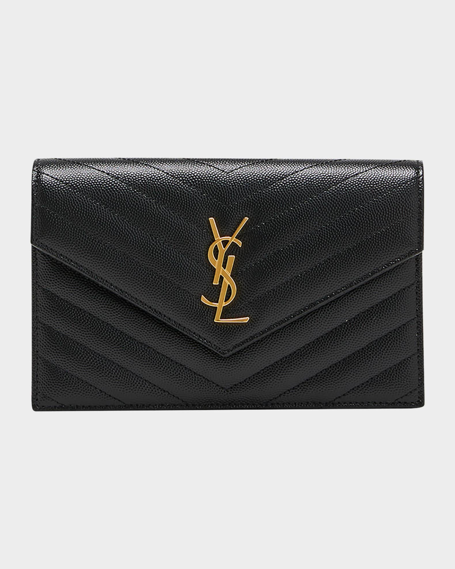 Saint Laurent YSL Monogram Small Wallet on Chain in Grained Leather Neiman Marcus