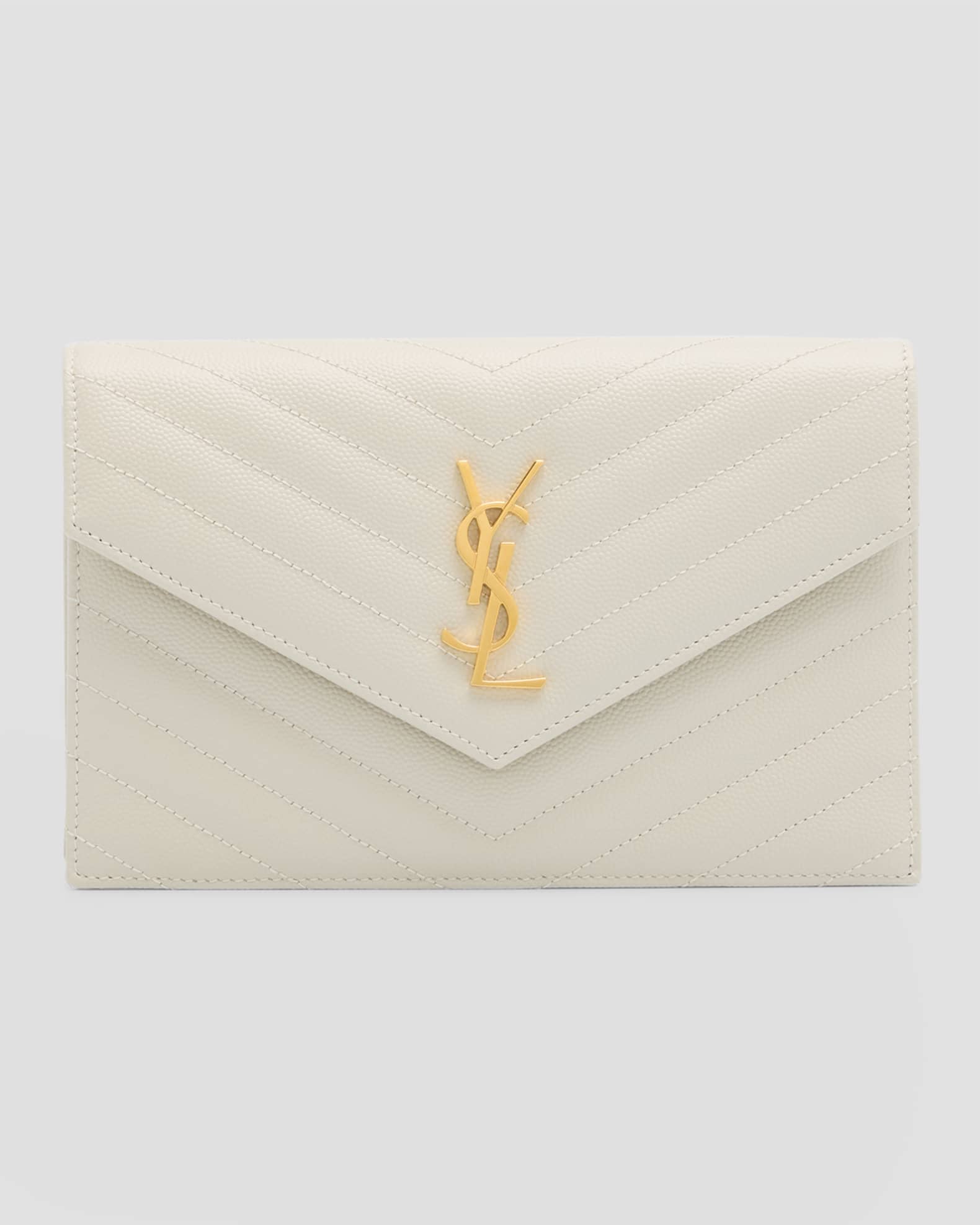 Saint Laurent YSL Monogram Small Wallet on Chain in Grained Leather ...