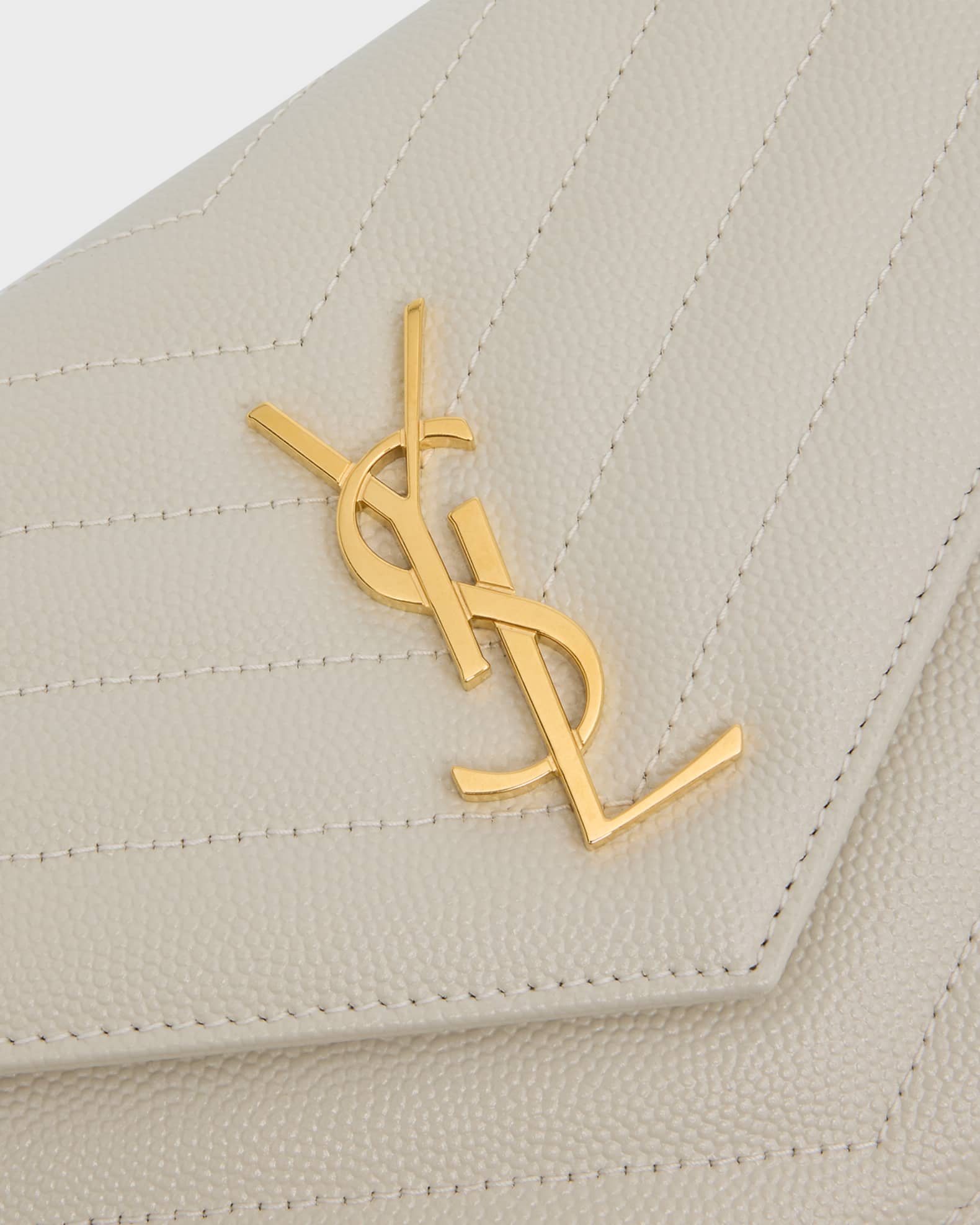 Saint Laurent YSL Monogram Small Wallet on Chain in Grained