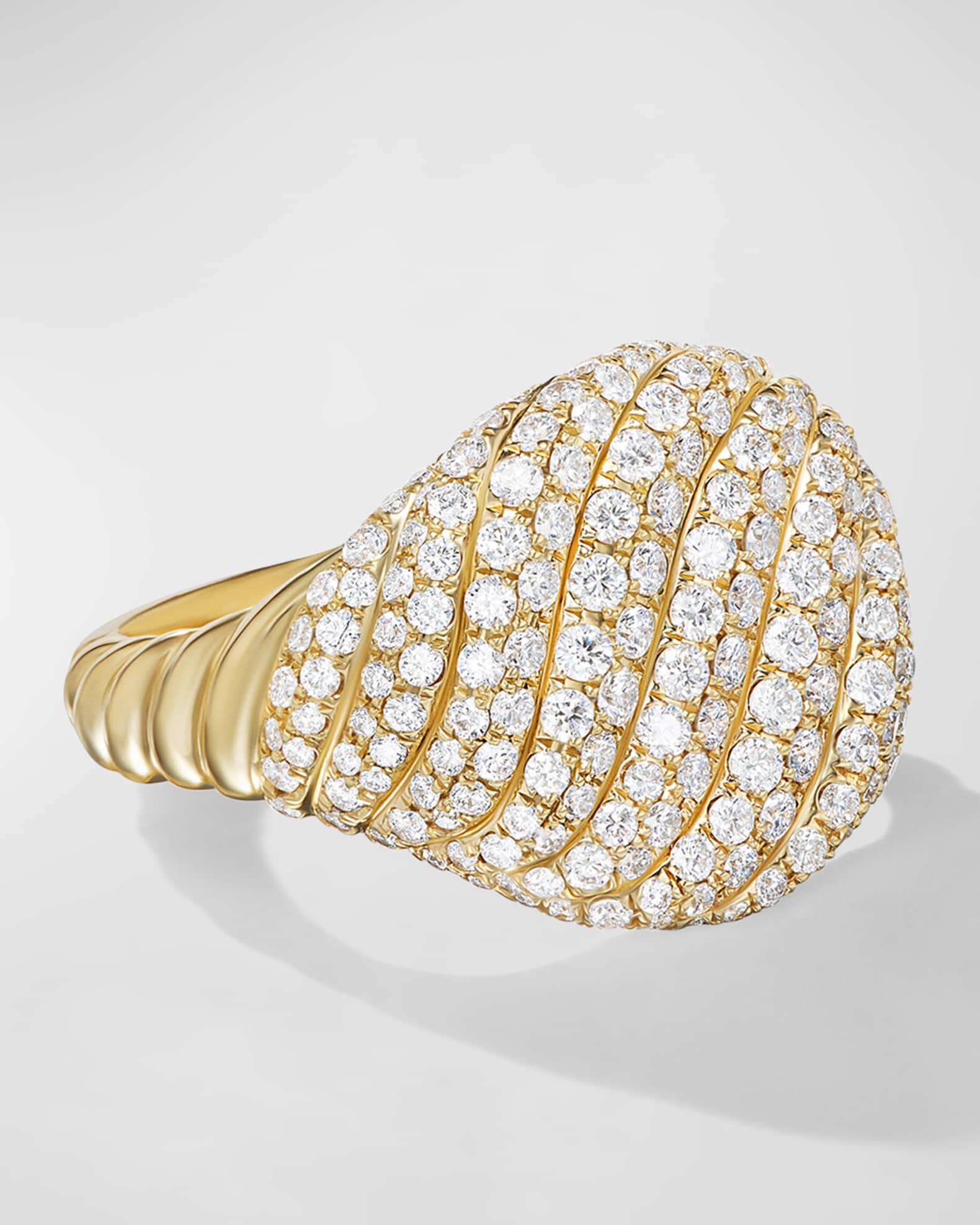 David Yurman Sculpted Cable Pinky Ring with Diamonds in 18K Gold, 13mm ...