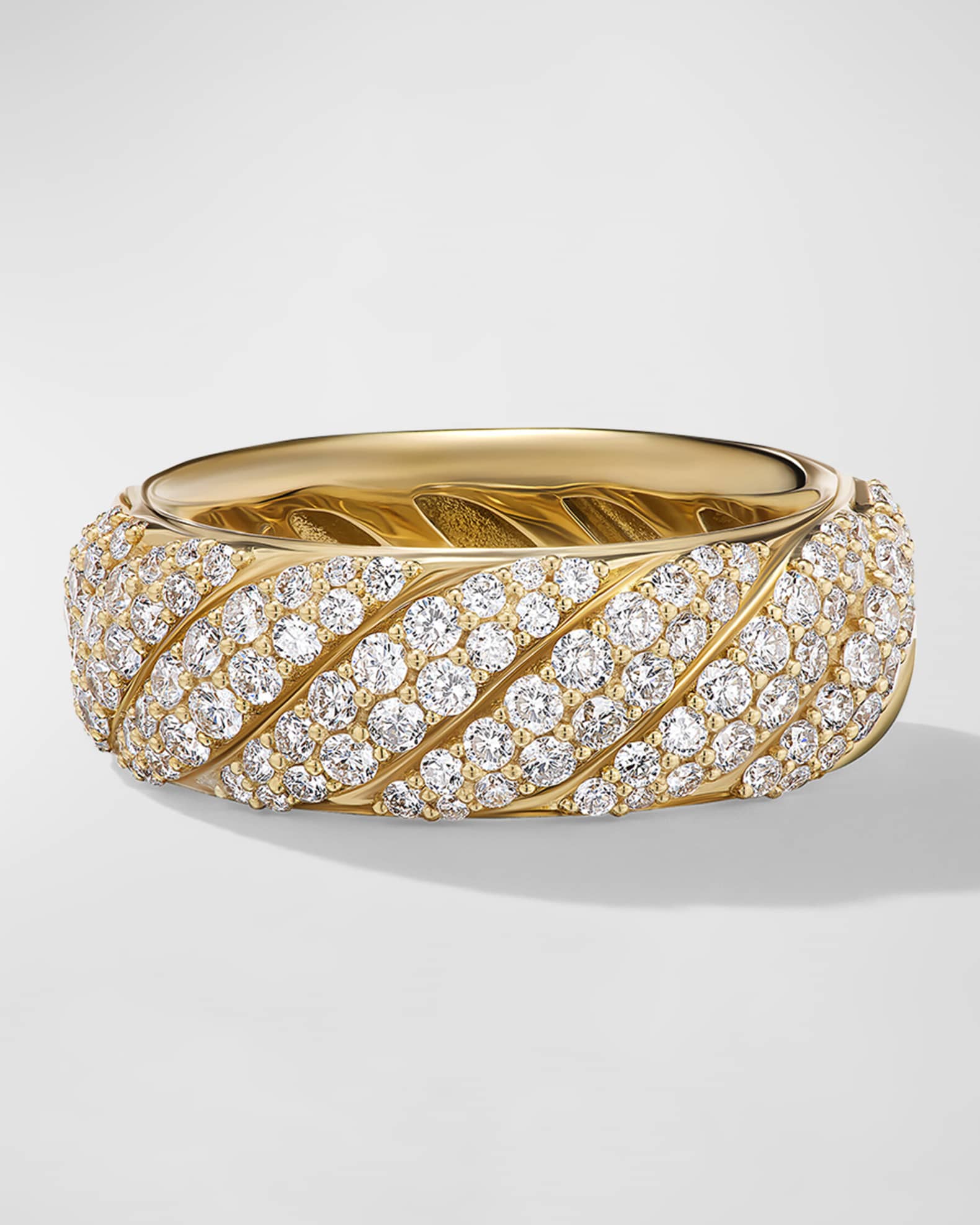 David Yurman Sculpted Cable Ring with Diamonds in 18K Gold, 7.5mm, Size ...