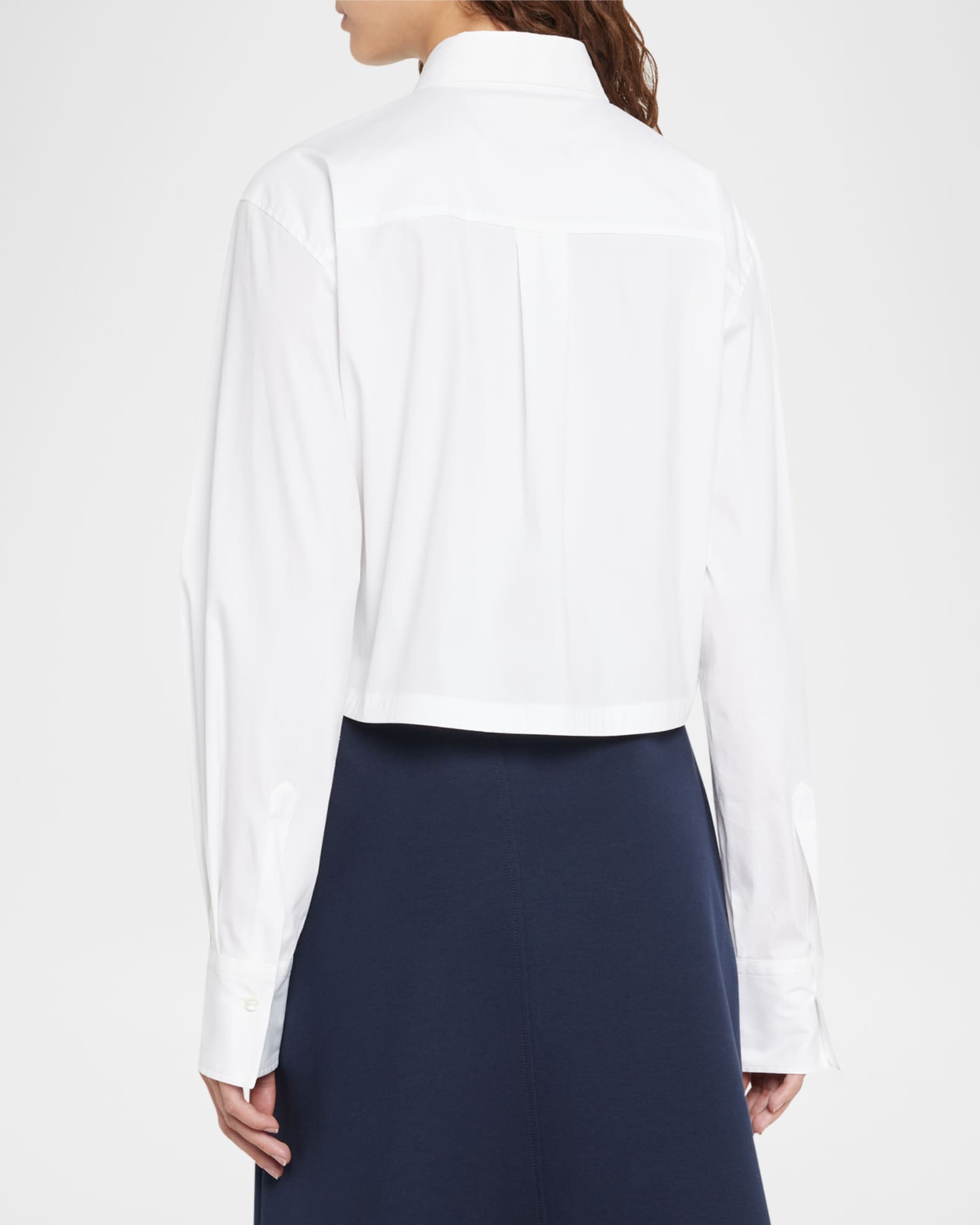 Brunello Cucinelli Monili-Trim Crop Cotton Poplin Collared Shirt