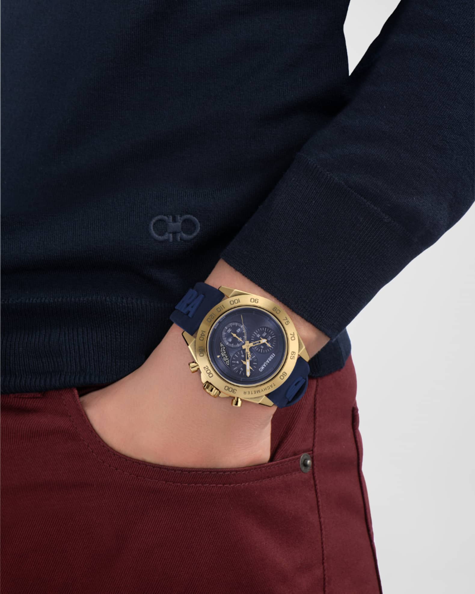Ferragamo Men's Urban Chrono Silicone Strap Watch, 43mm