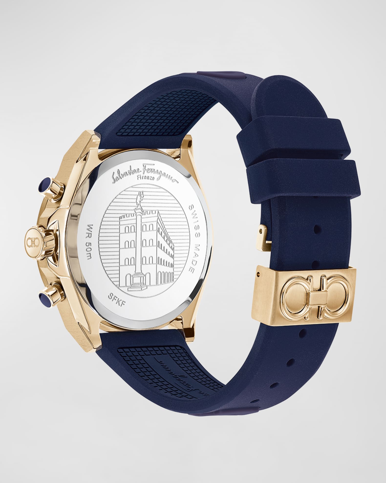 Salvatore ferragamo titanium ip black rubber strap men's watch sale