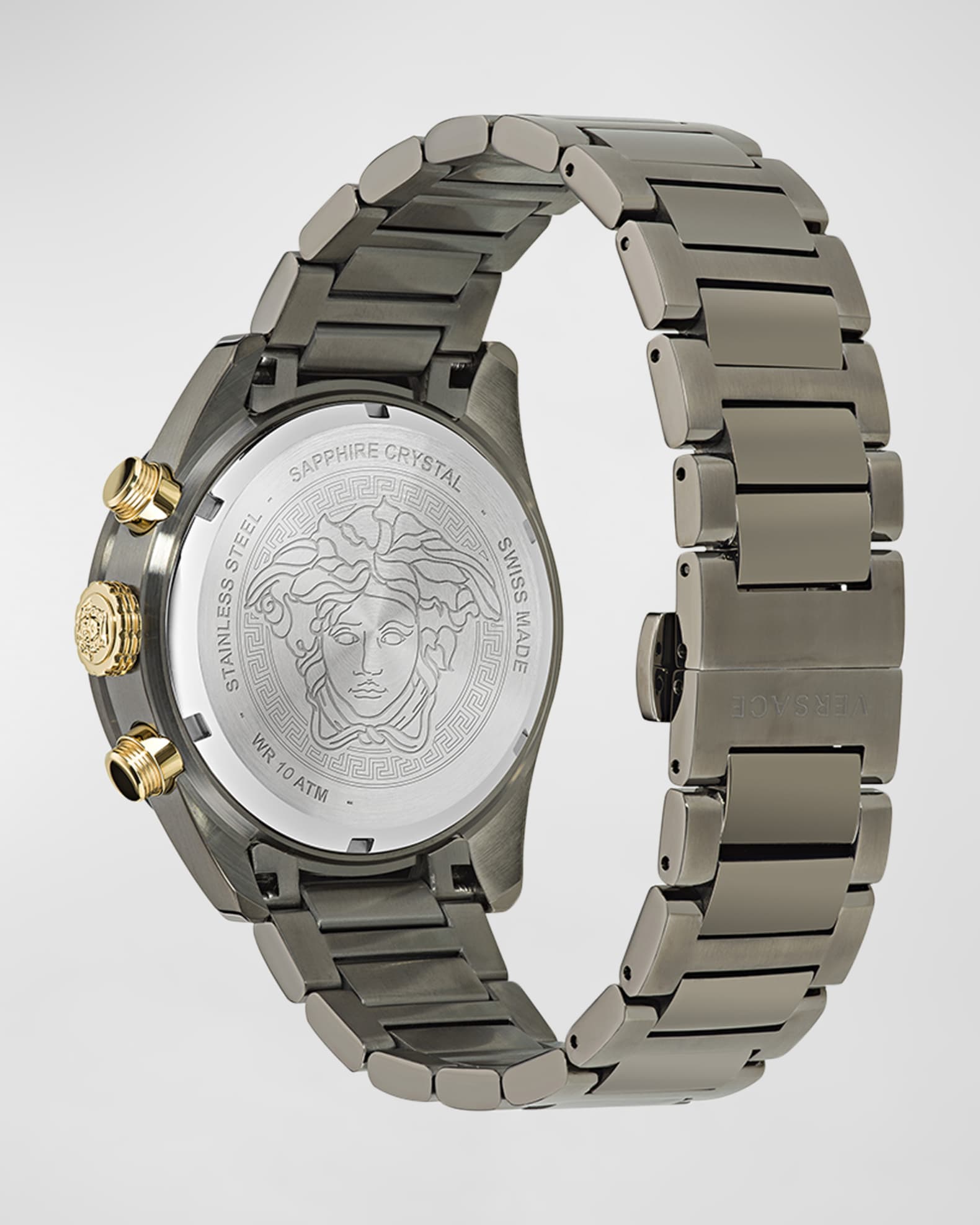 Versace Men s Greca Dome IP Gunmetal Bracelet Watch 43mm Neiman Marcus