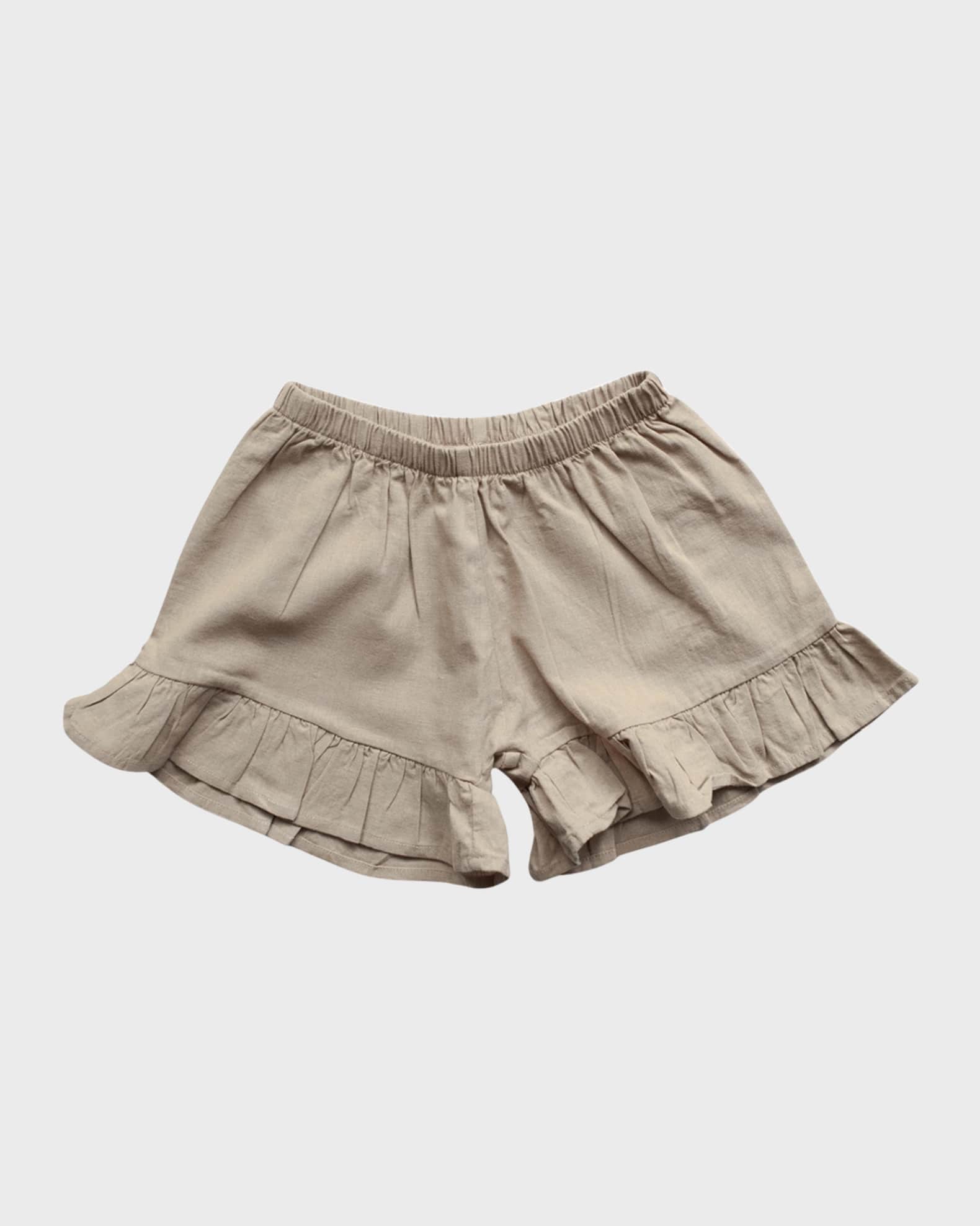 The Simple Folk Girl's The Frill Linen Shorts, Size 12M-9