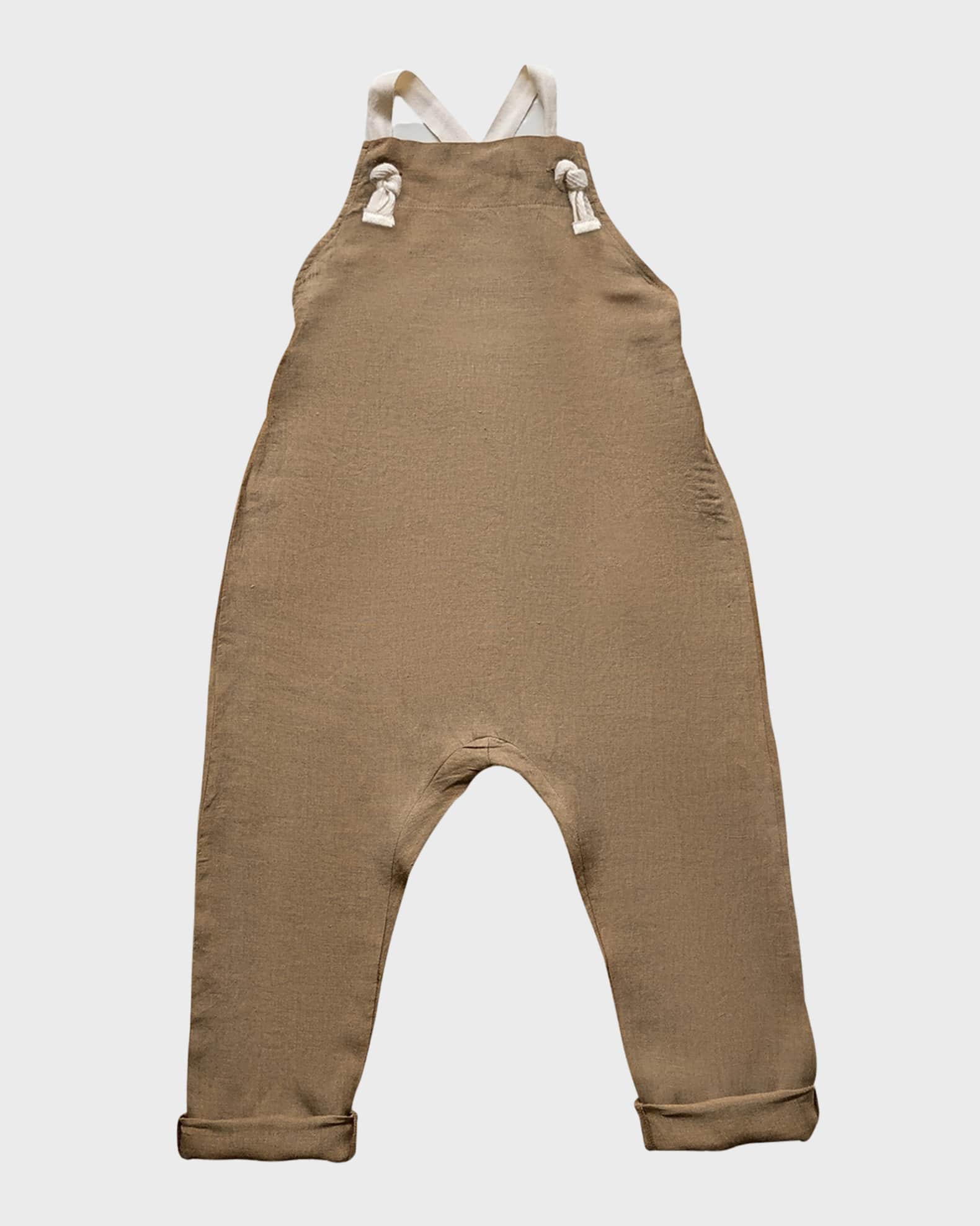 The Simple Folk Girl's Organic Linen Overalls, Size 3M9 Neiman Marcus