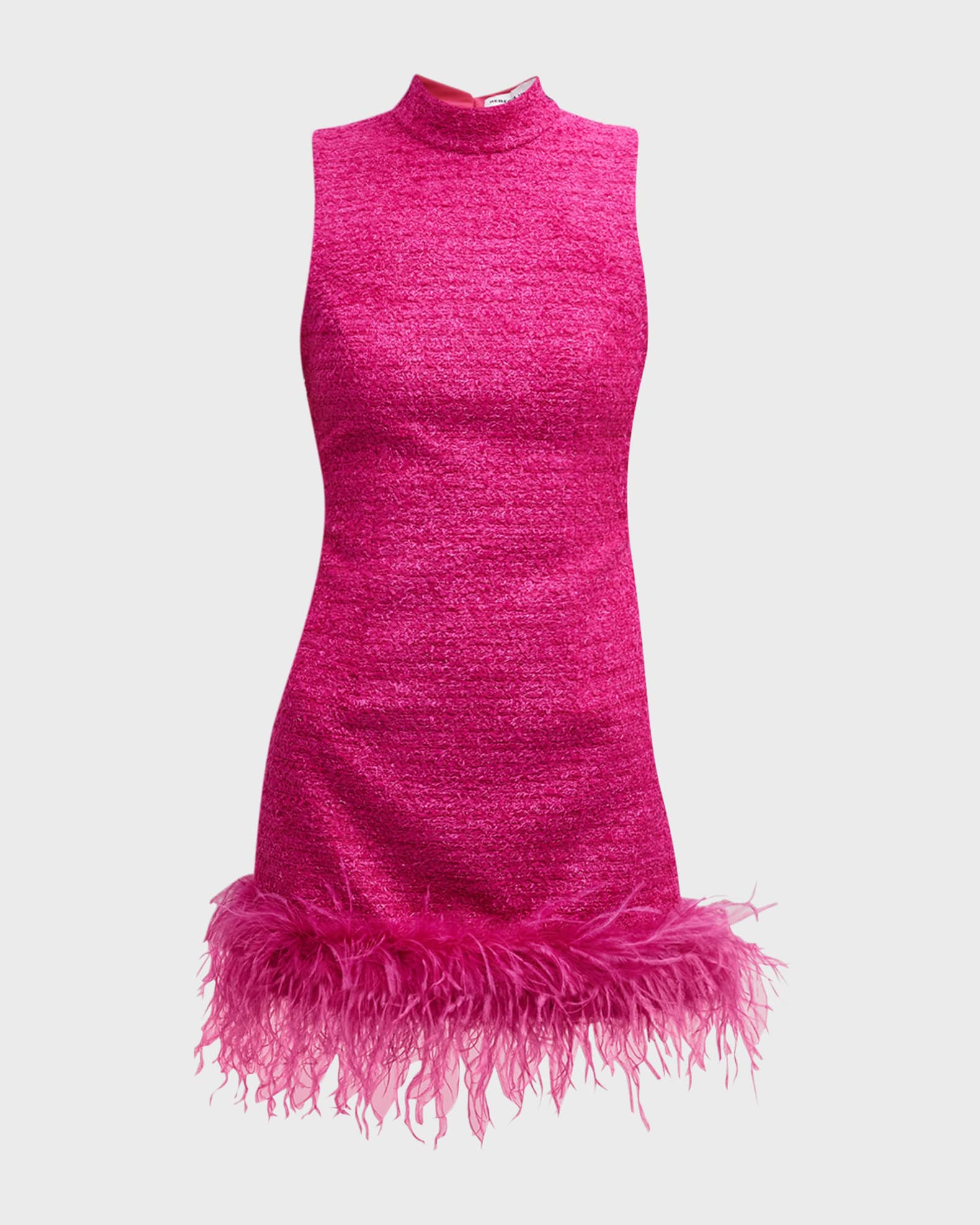 REBECCA VALLANCE Palais Feather-Trim Cutout Tweed Mini Dress | Neiman ...