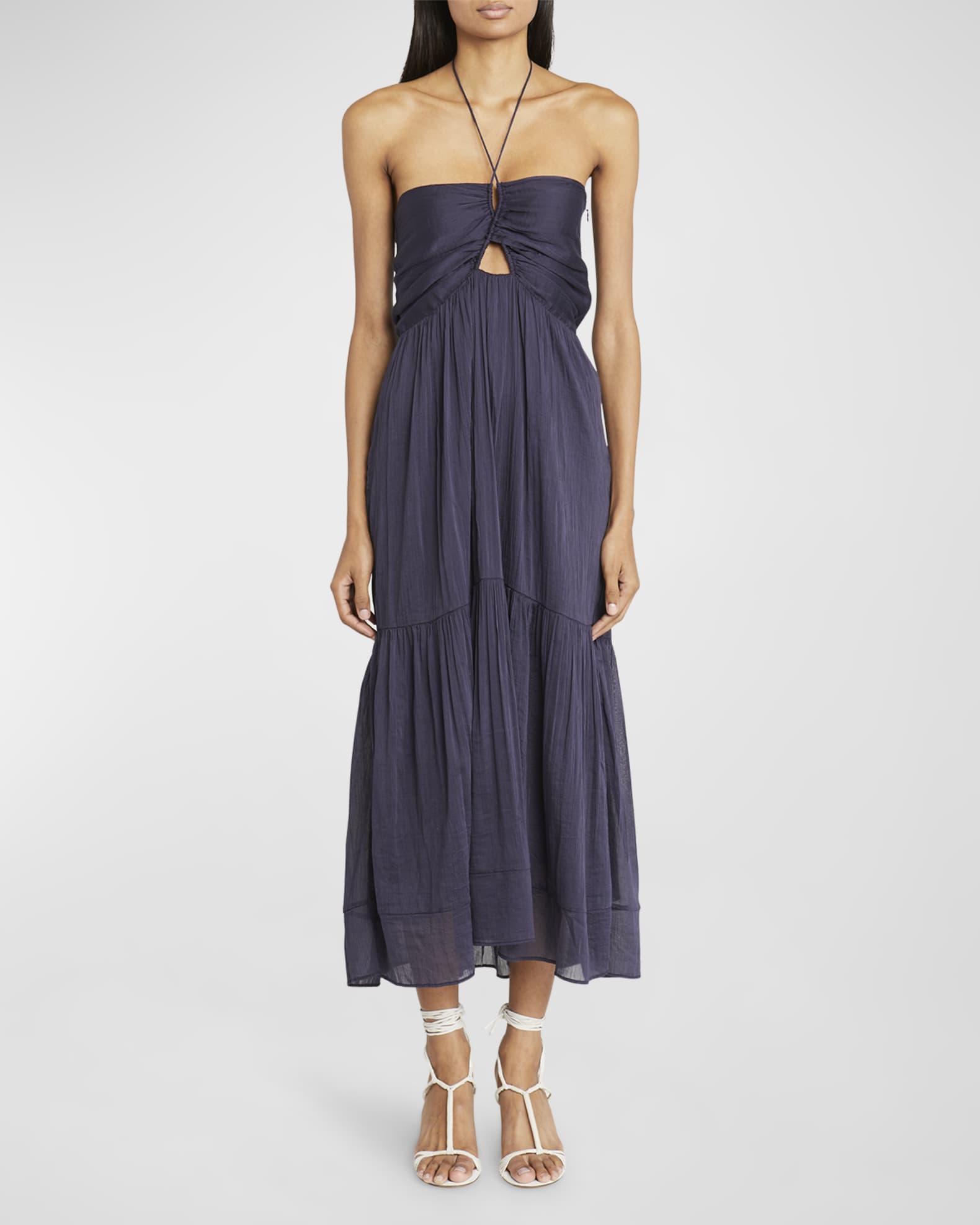 Isabel Marant Birona Keyhole Halter Tiered Midi Dress Neiman Marcus