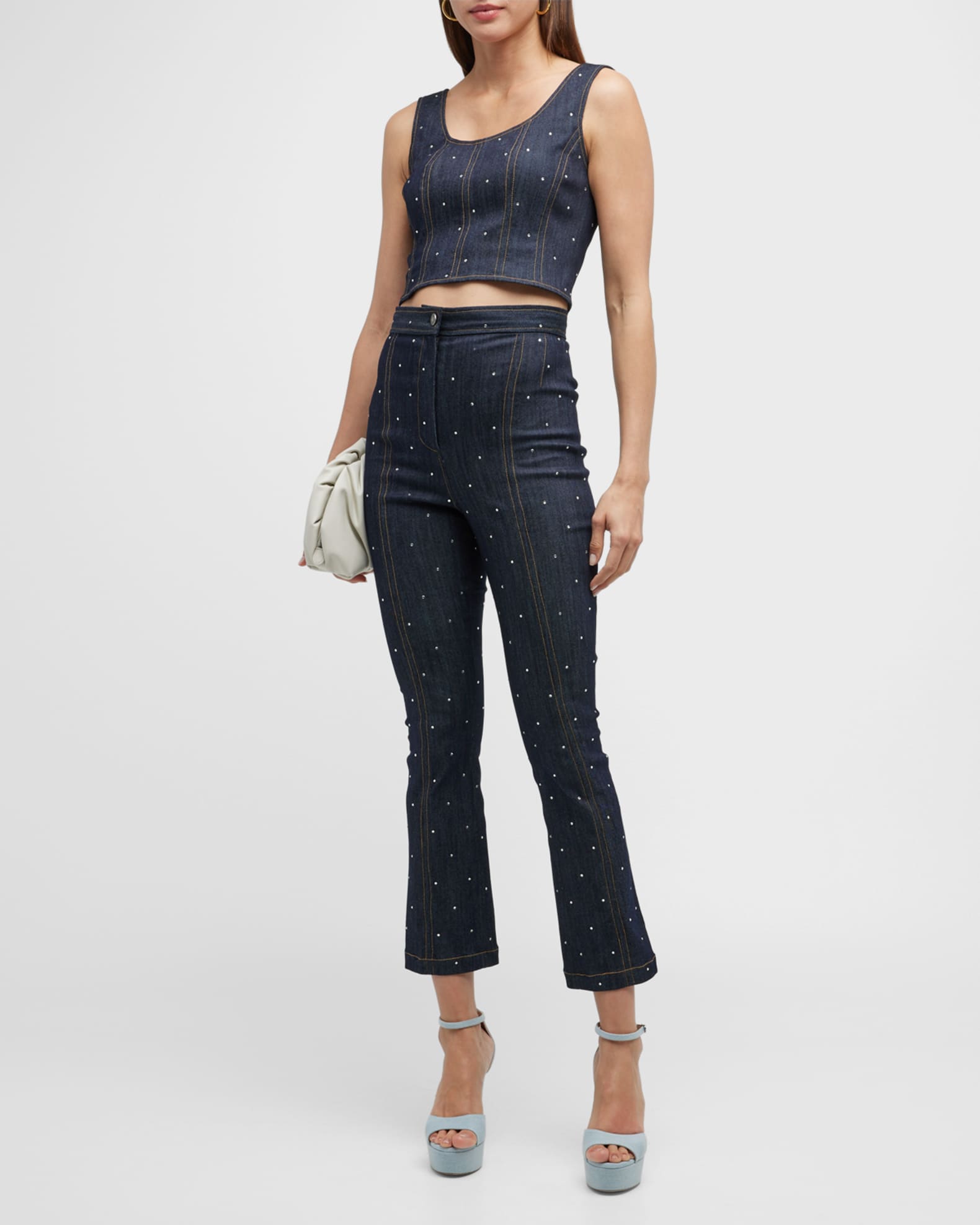 Denim Ditsy Printed Belt Pants main image 1