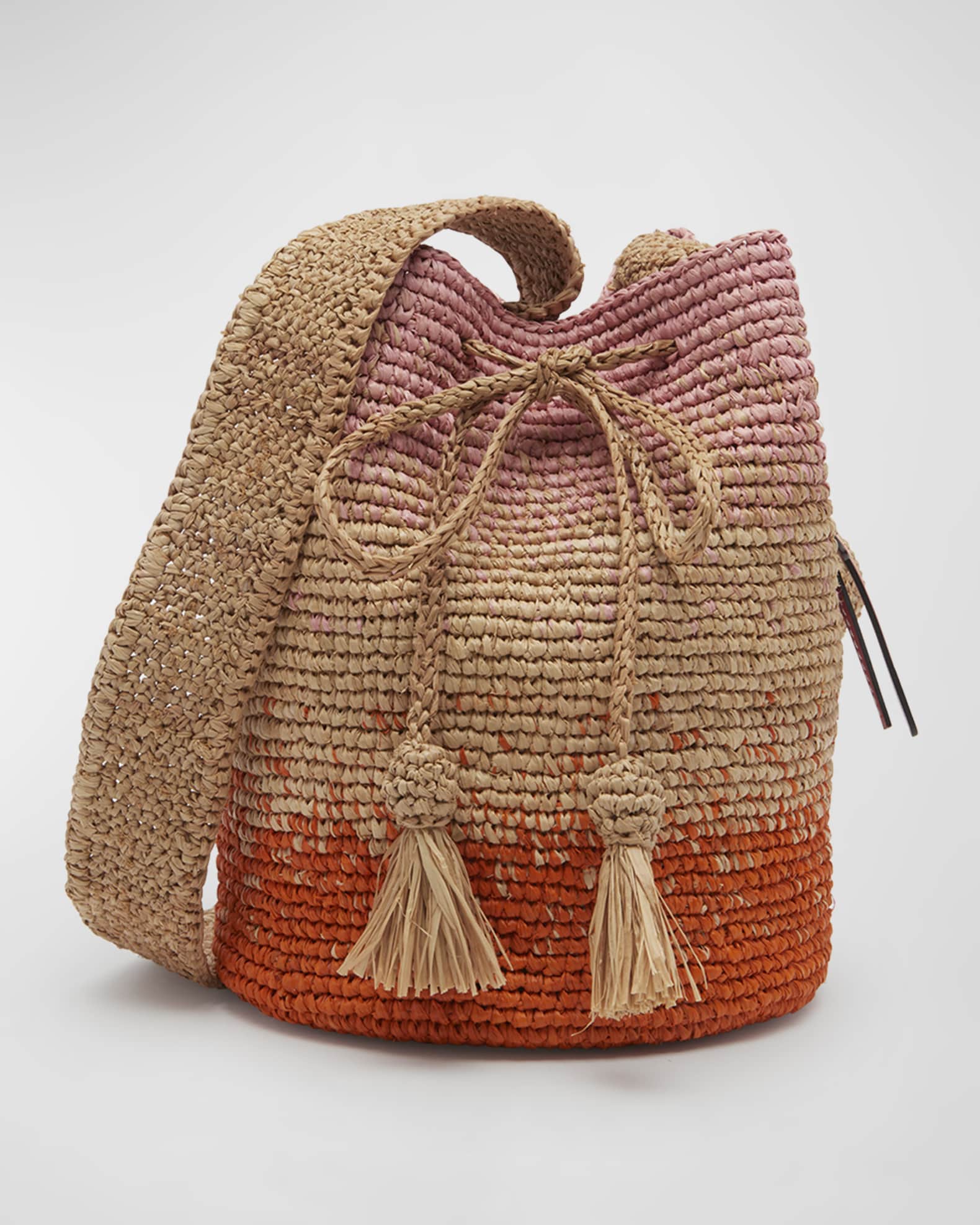 Manebi Beach Raffia Bucket Bag | Neiman Marcus