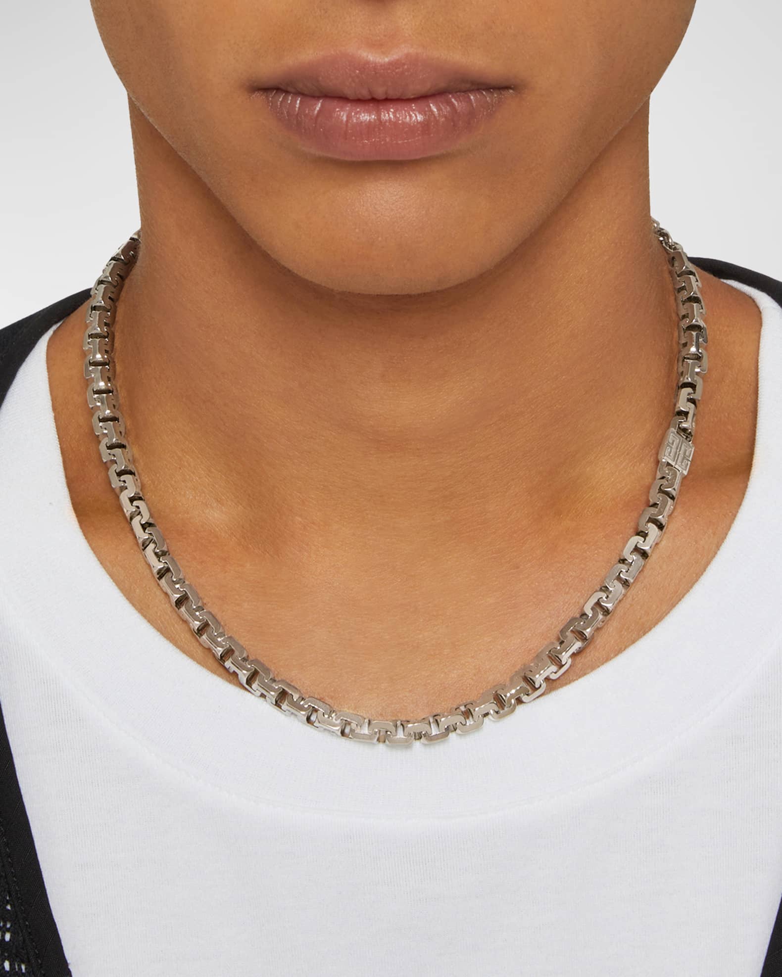 Givenchy Men s Silvertone Short G Chain Necklace Neiman Marcus