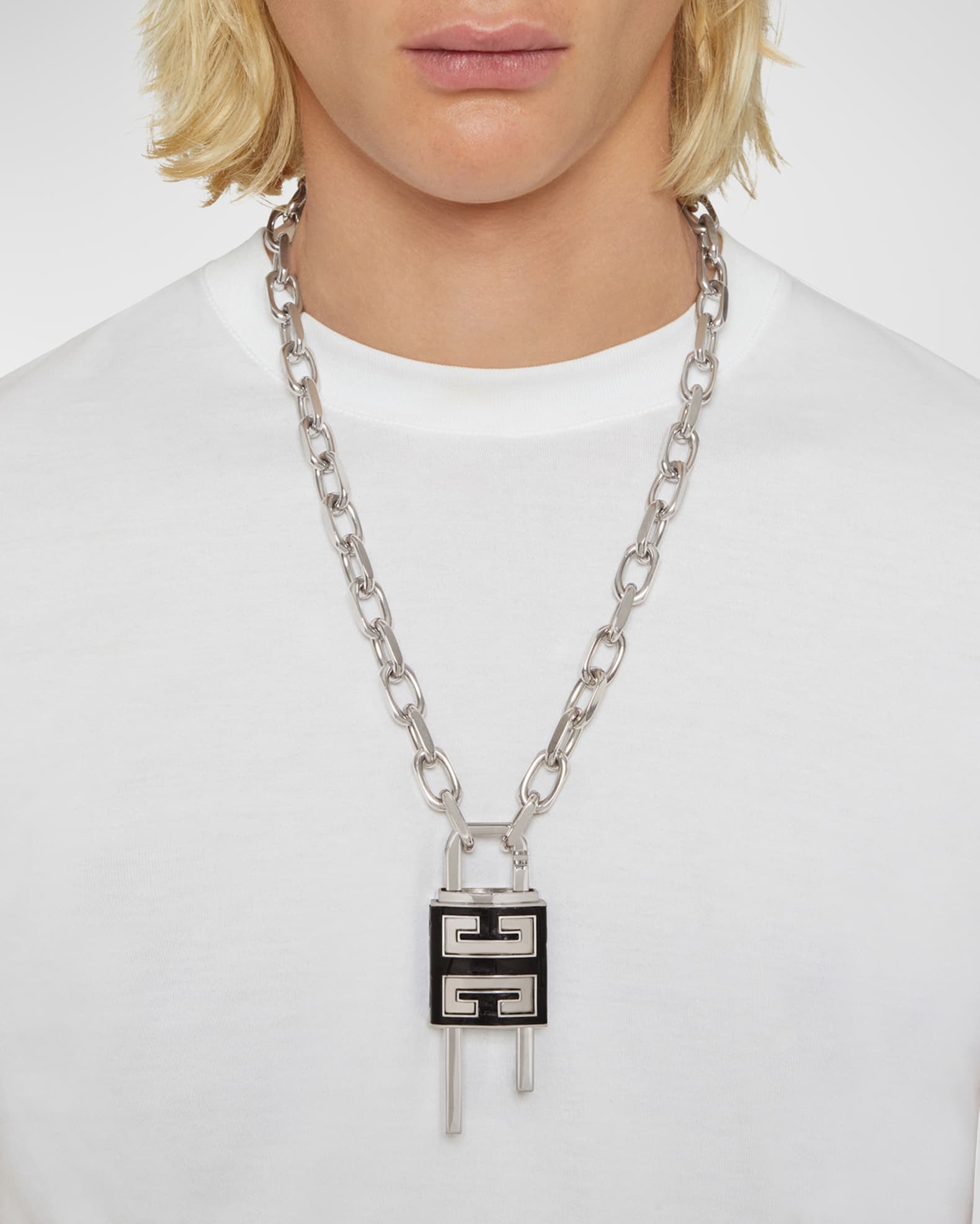 Balenciaga Lock Chain Necklace in Metallic
