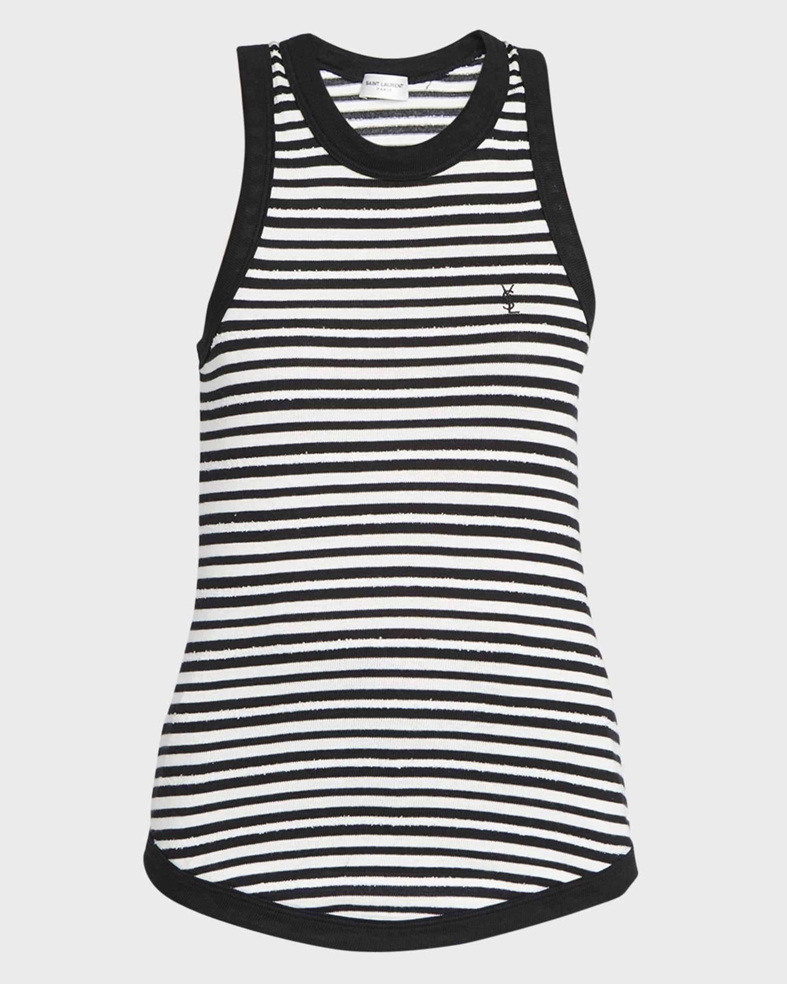 Saint Laurent logo-embroidered Striped Tank Top - Farfetch