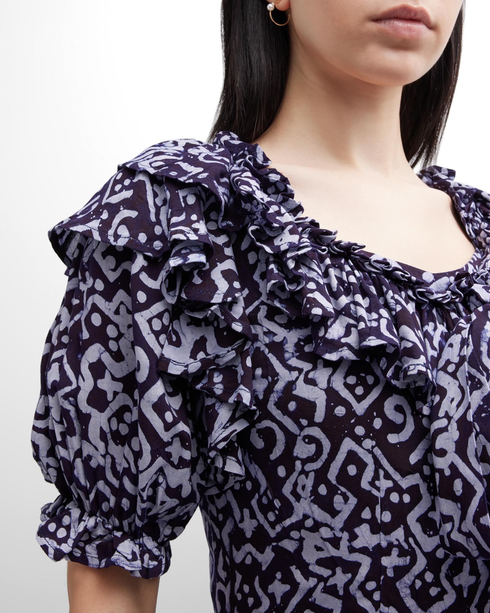 Busayo Temi Tiered Ruffle High-Low Midi Dress | Neiman Marcus