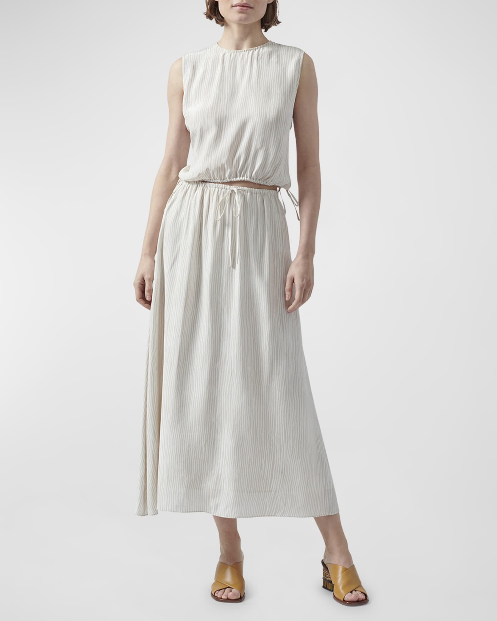 Silk Sleeveless Tie-Waist Crop Top 1