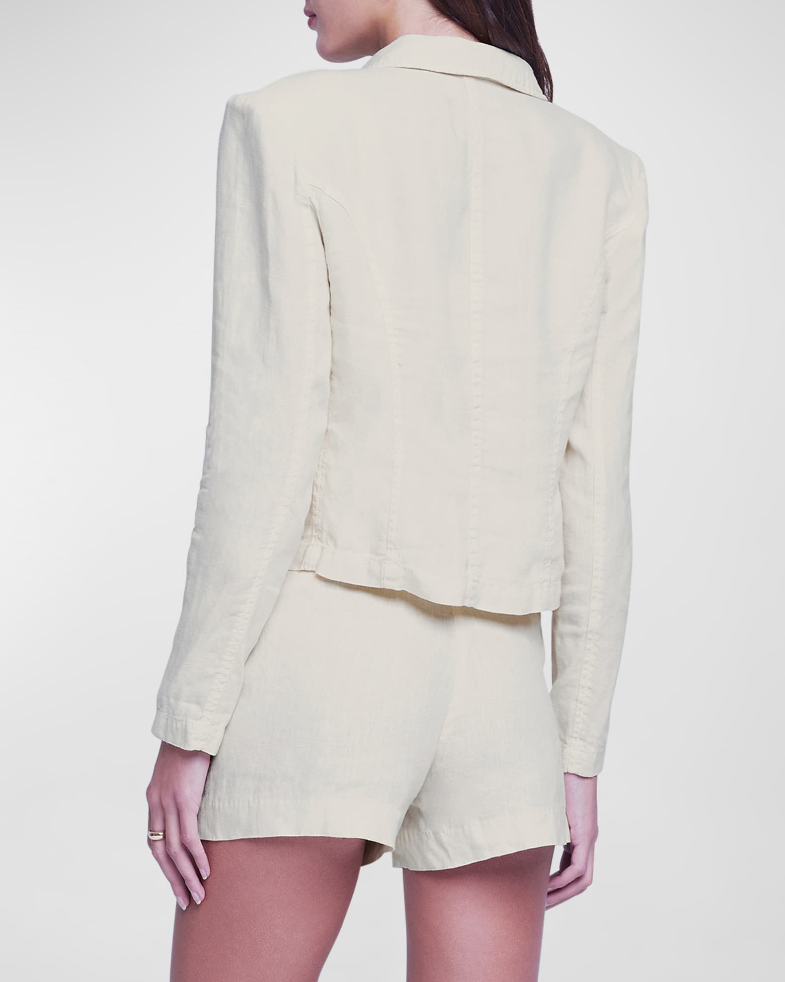 L'Agence Wayne Cropped DoubleBreasted Jacket Neiman Marcus