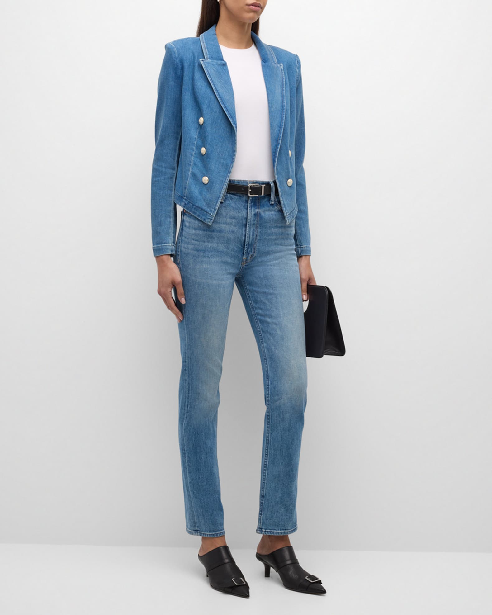 L'Agence Wayne Cropped DoubleBreasted Jacket Neiman Marcus