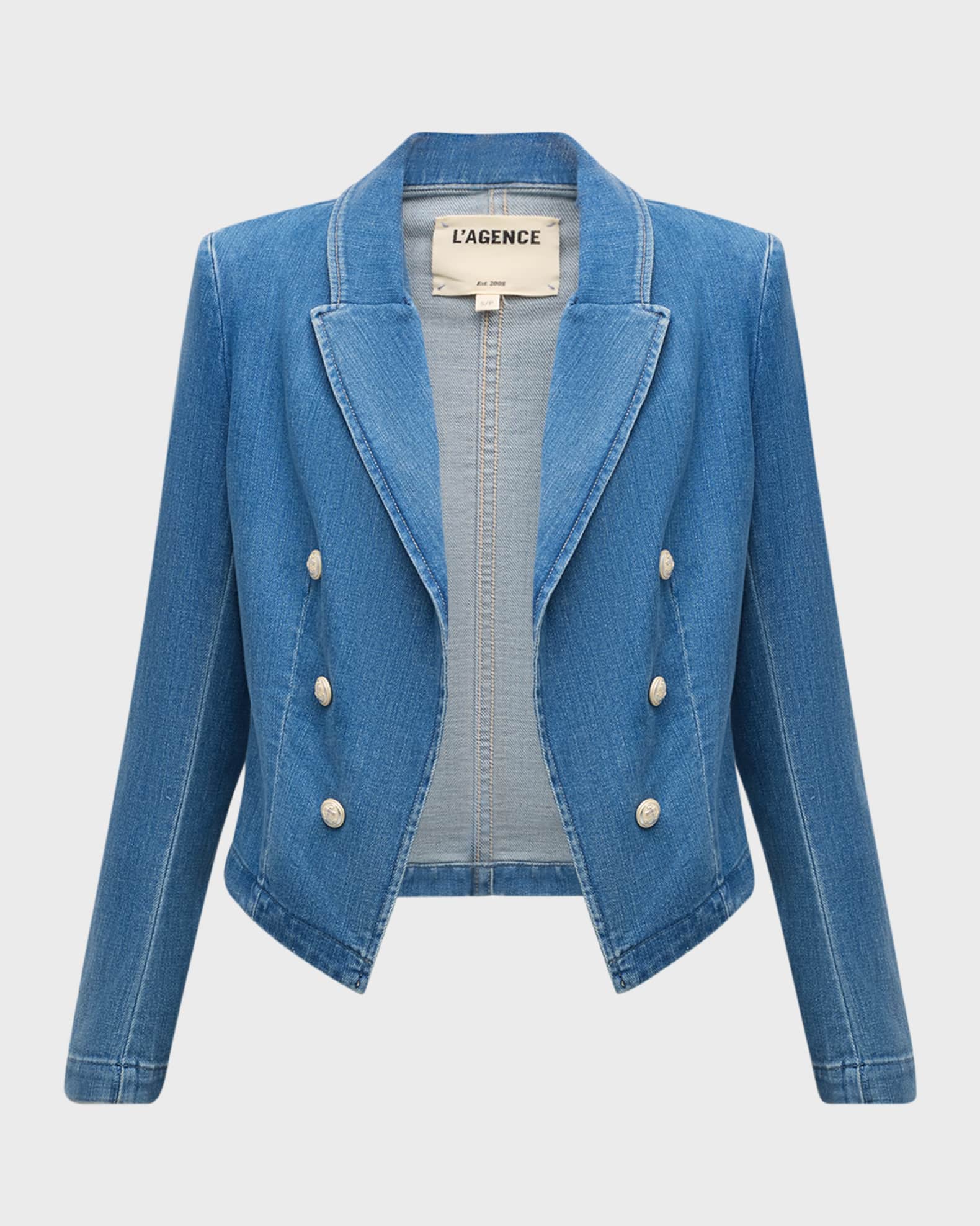 L'Agence Wayne Cropped Double-Breasted Jacket | Neiman Marcus