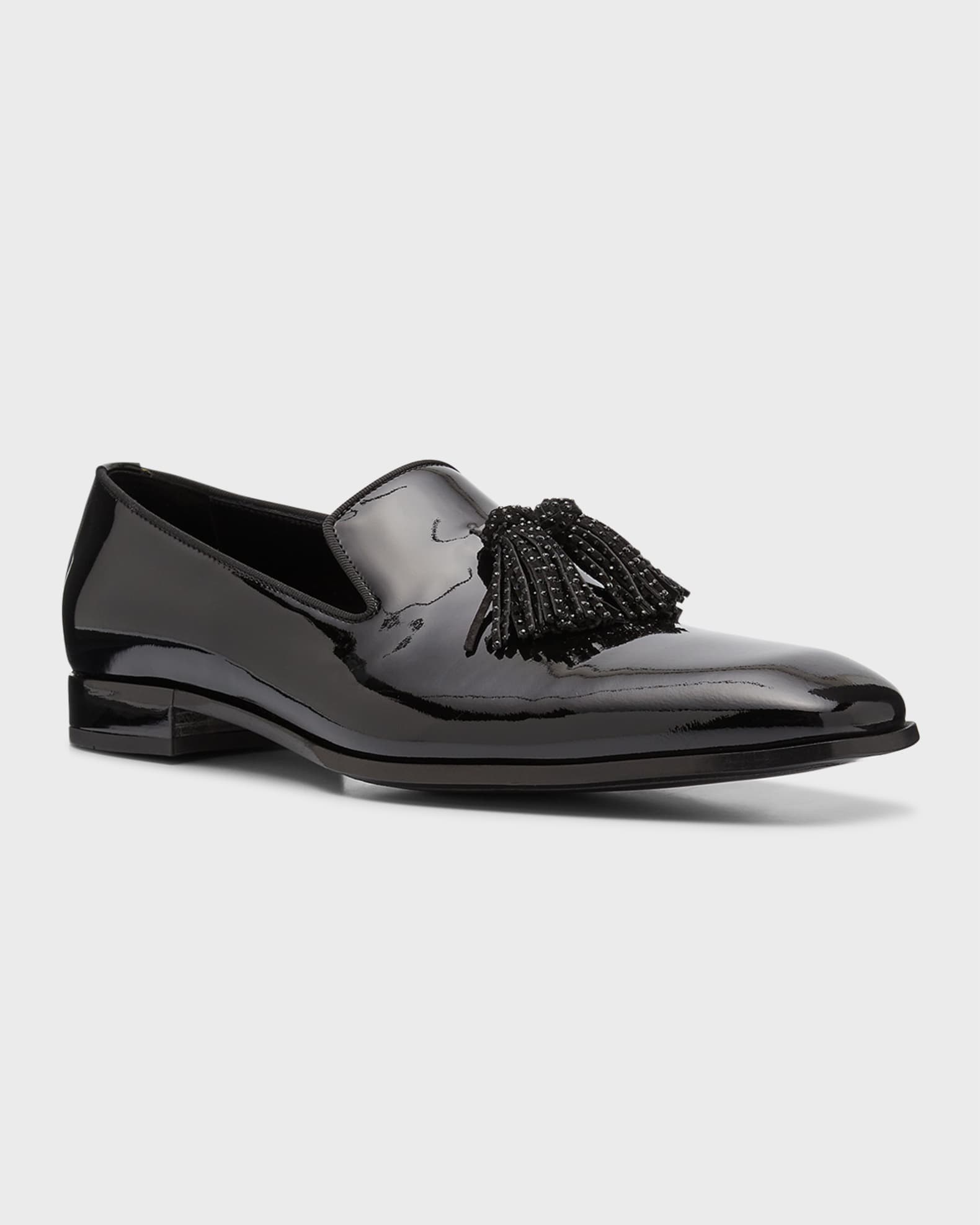 Men s Foxley Patent Leather Crystal Tassel Loafers