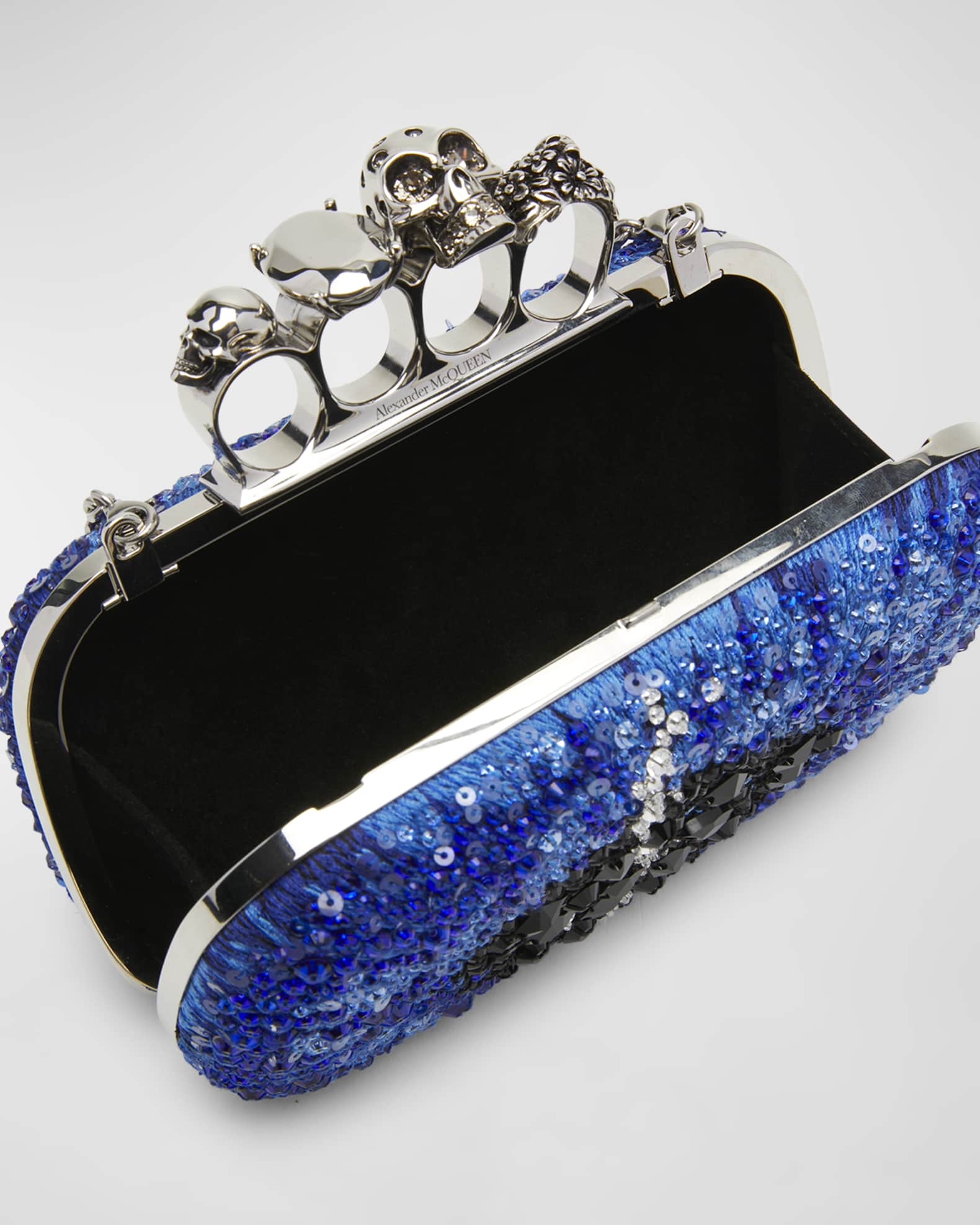 Alexander McQueen Iris Skull Sequins Clutch Bag Neiman Marcus