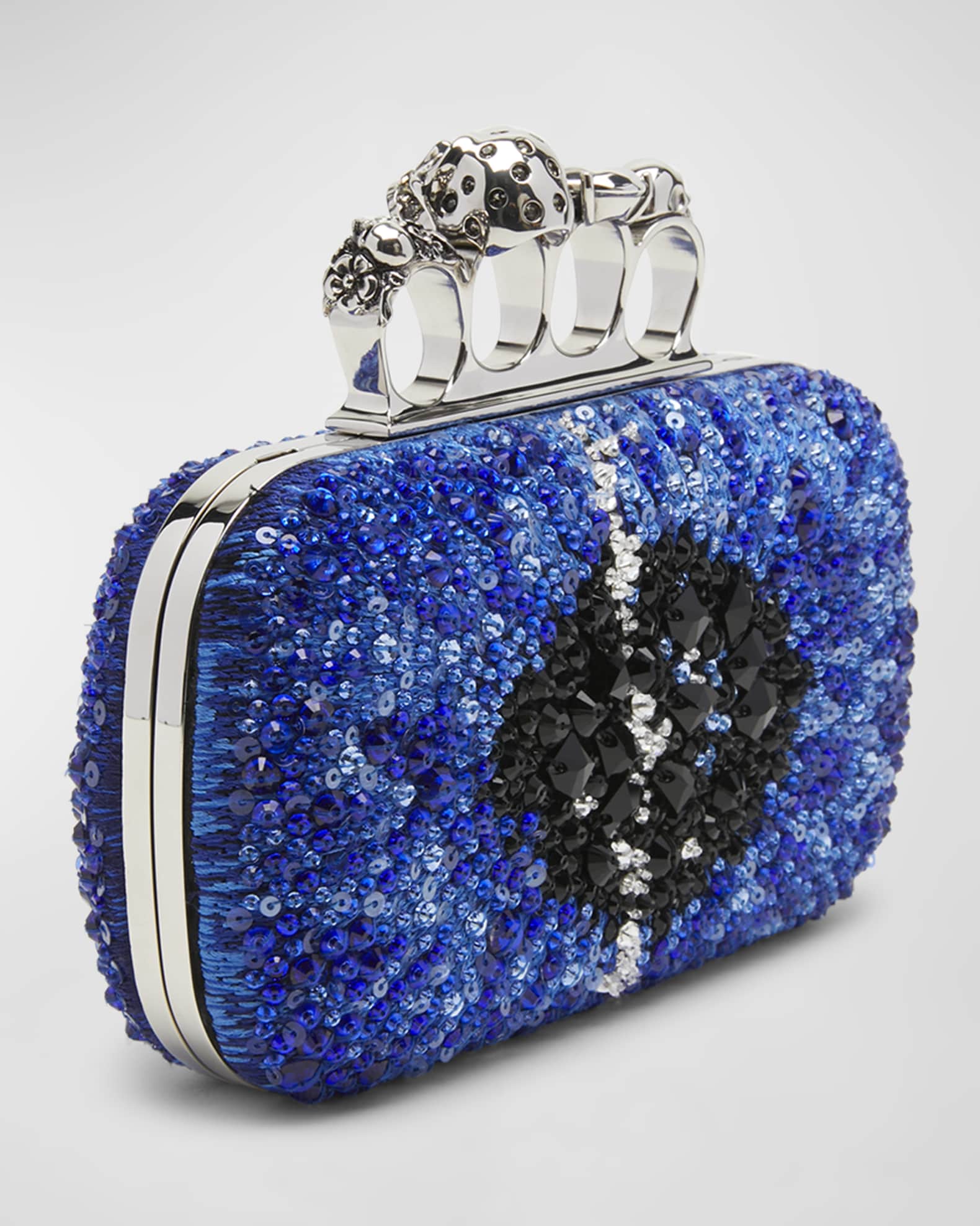 Alexander McQueen Iris Skull Sequins Clutch Bag Neiman Marcus